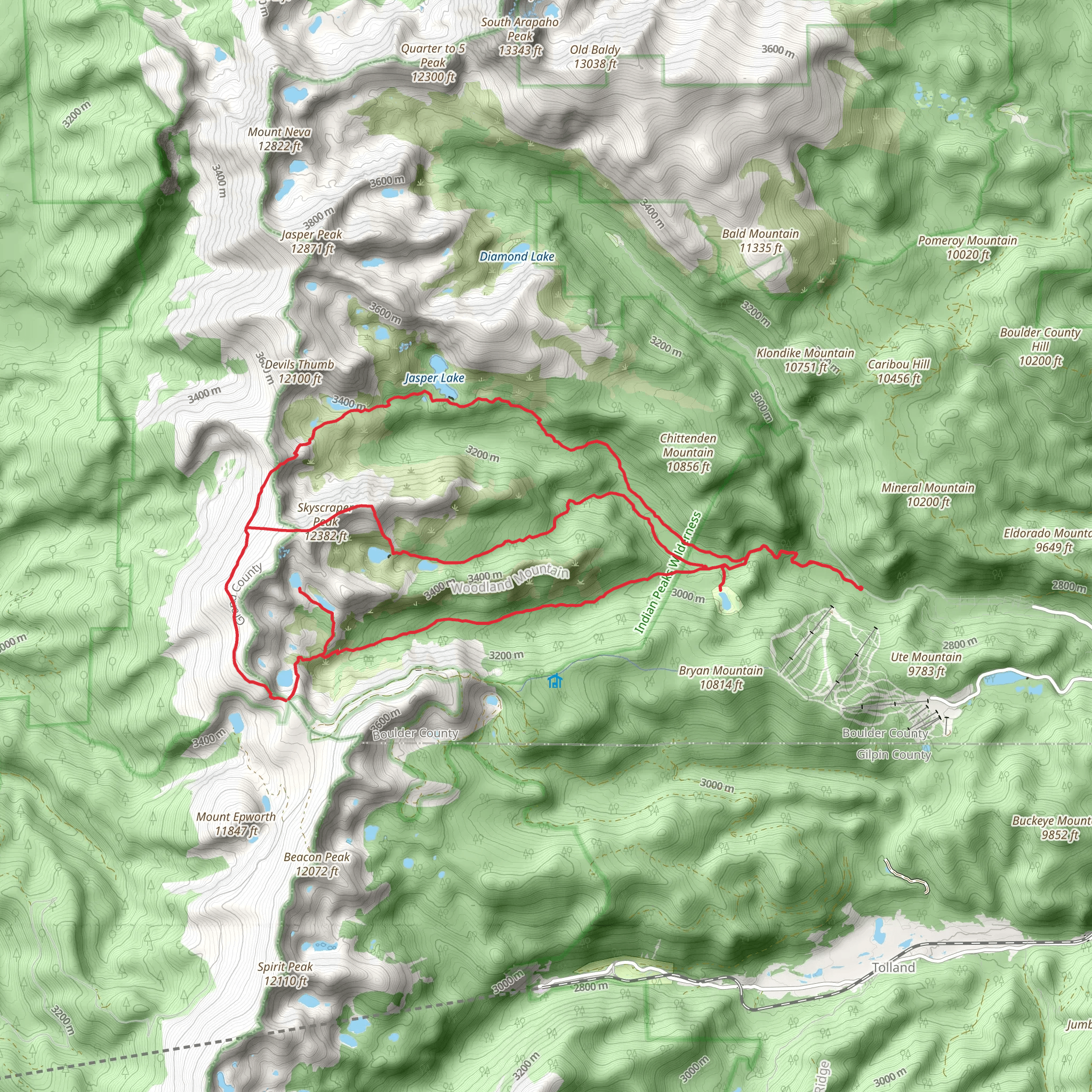 Devils Thumb to King Lake Loop mobile static map