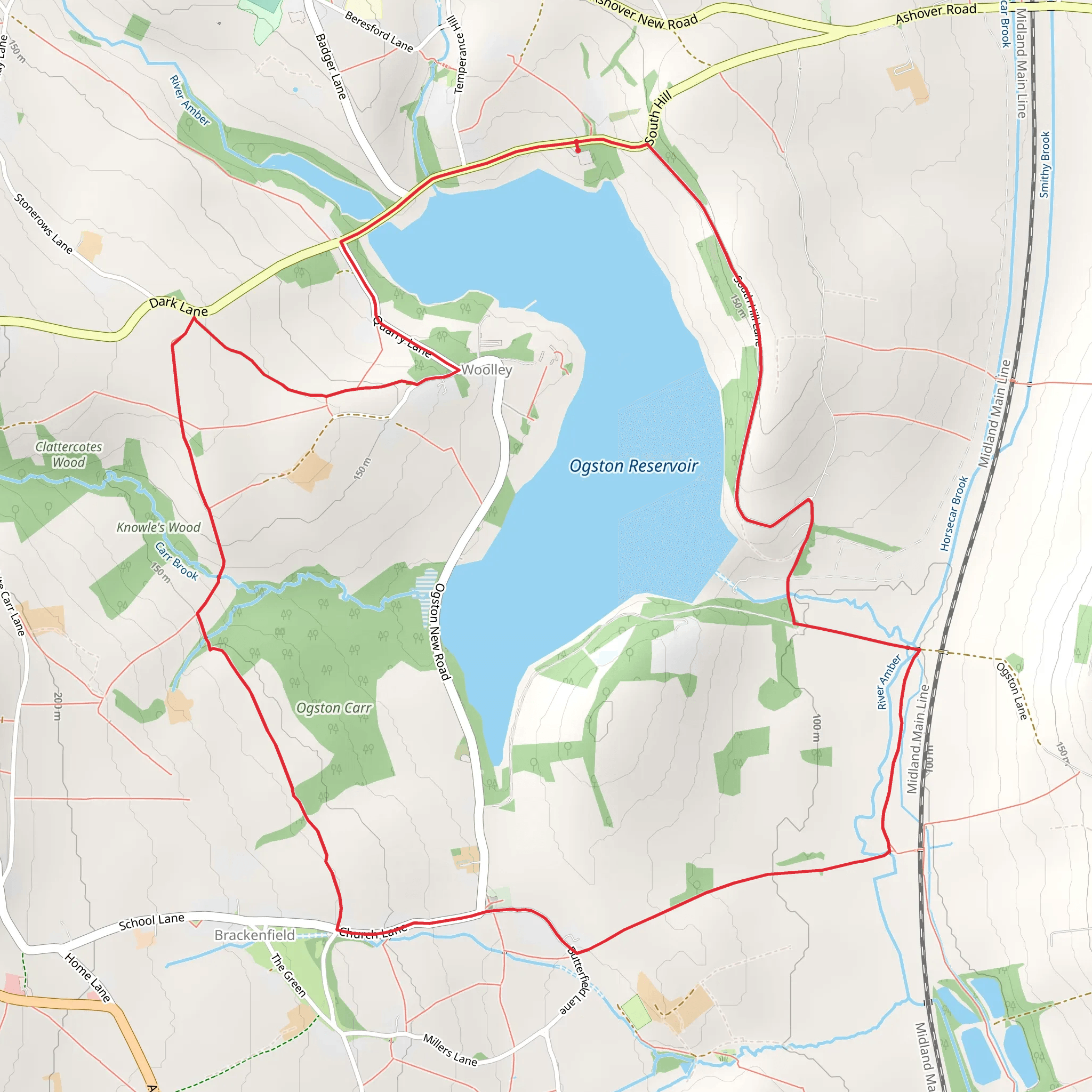 Ogston Reservoir and Carr Loop mobile static map
