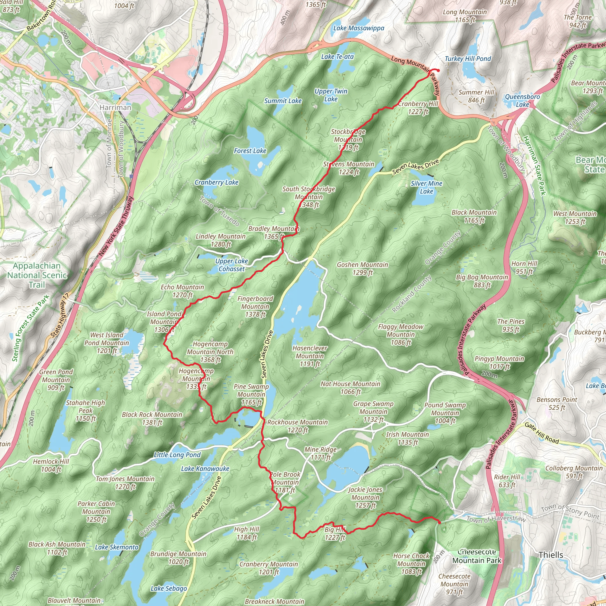 Stockbridge Mountain to Lake Welch mobile static map