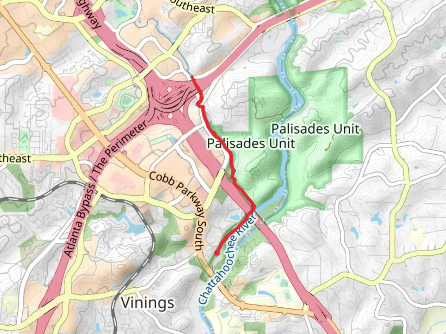 An image depicting the trail Bob Callan Trail - Cobb Parkway South and its surrounding area.