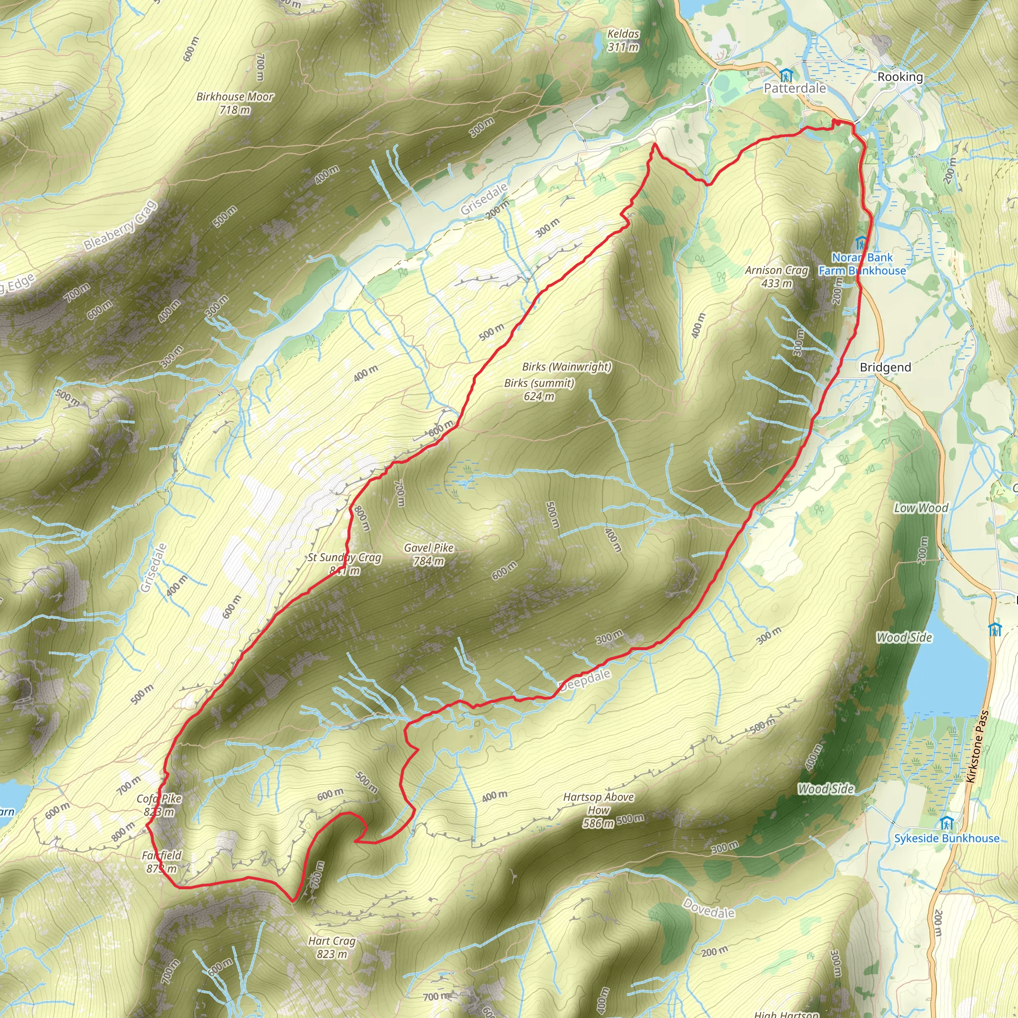 Fairfield and St Sunday Crag Loop from Patterdale mobile static map