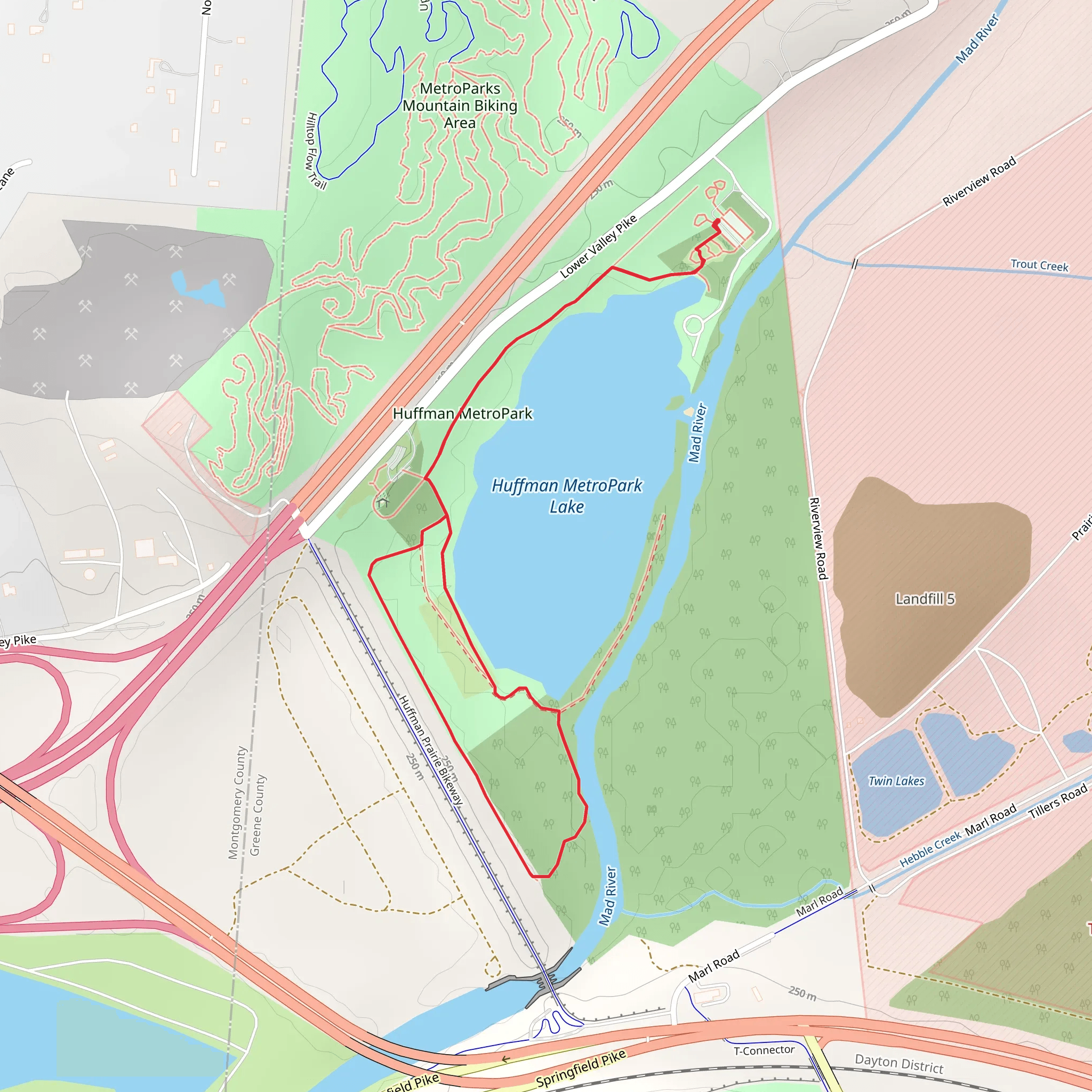 Walk beside Huffman MetroPark Lake mobile static map