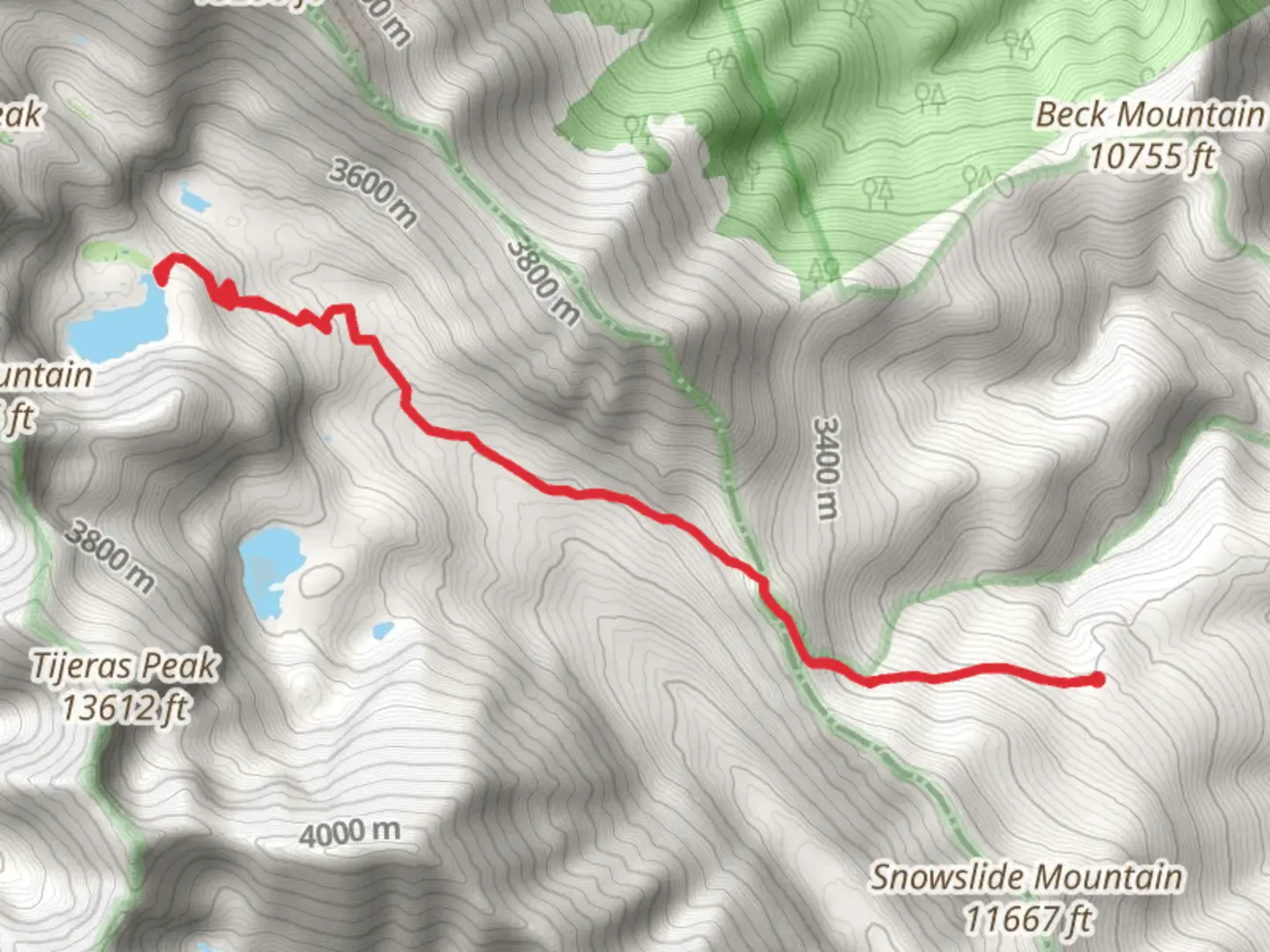 An image depicting the trail Upper Sand Creek Lake via Music Pass Trail and its surrounding area.