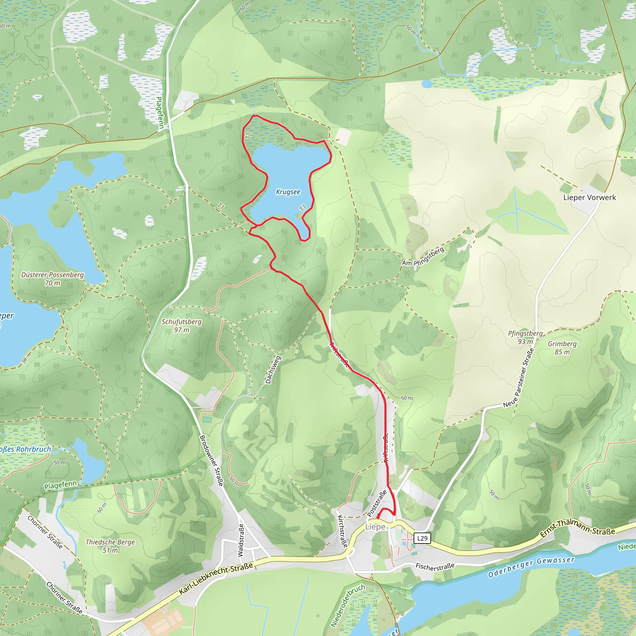 Krugsee Loop from Liepe mobile static map