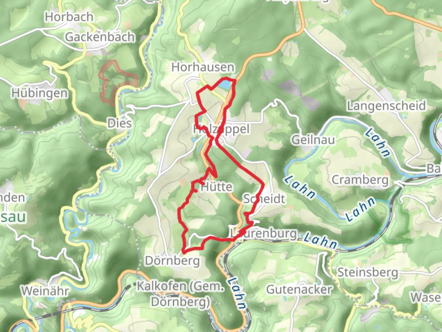 An image depicting the trail Burgweg and Grubenwanderweg and its surrounding area.