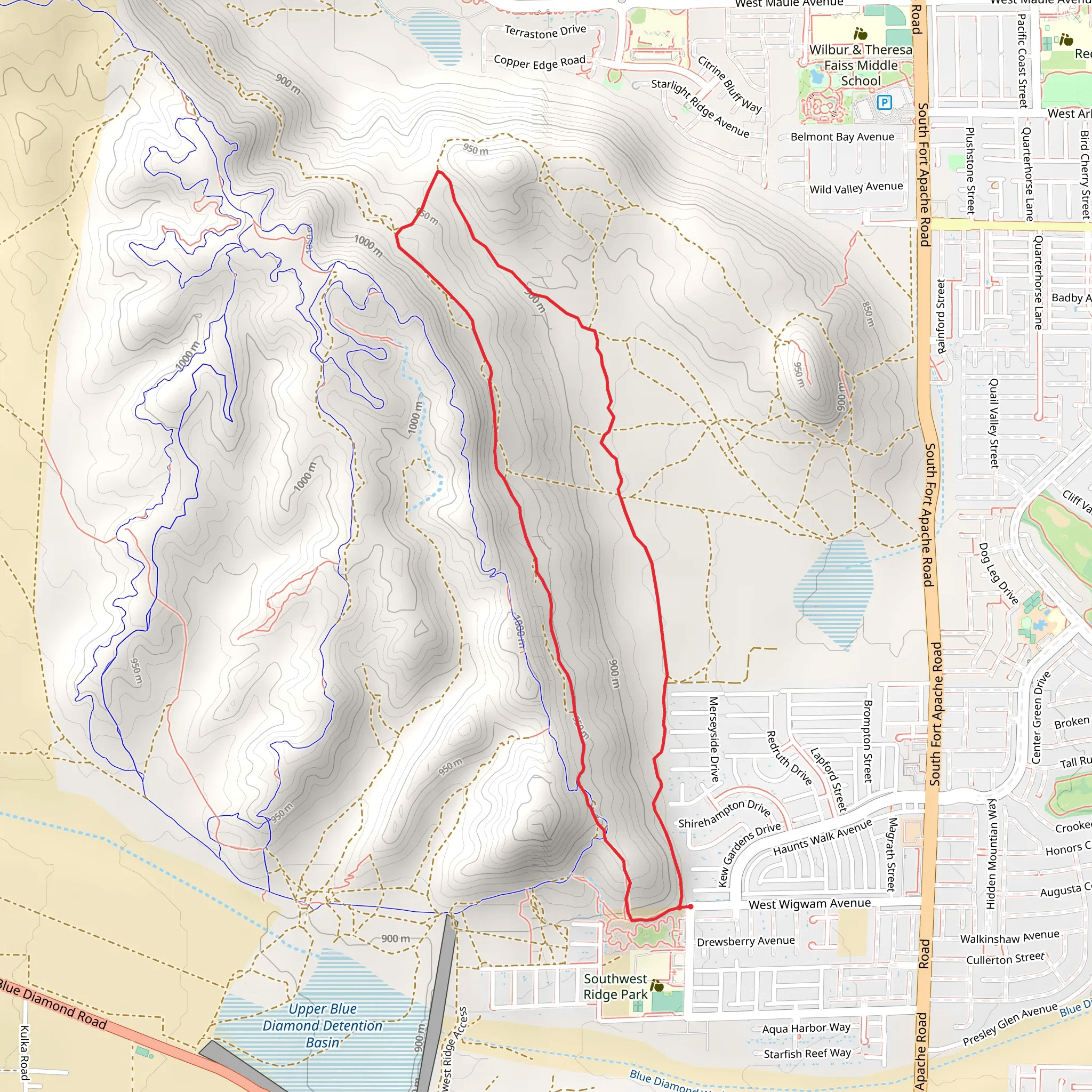Southwest Ridge - fireroad back Loop mobile static map