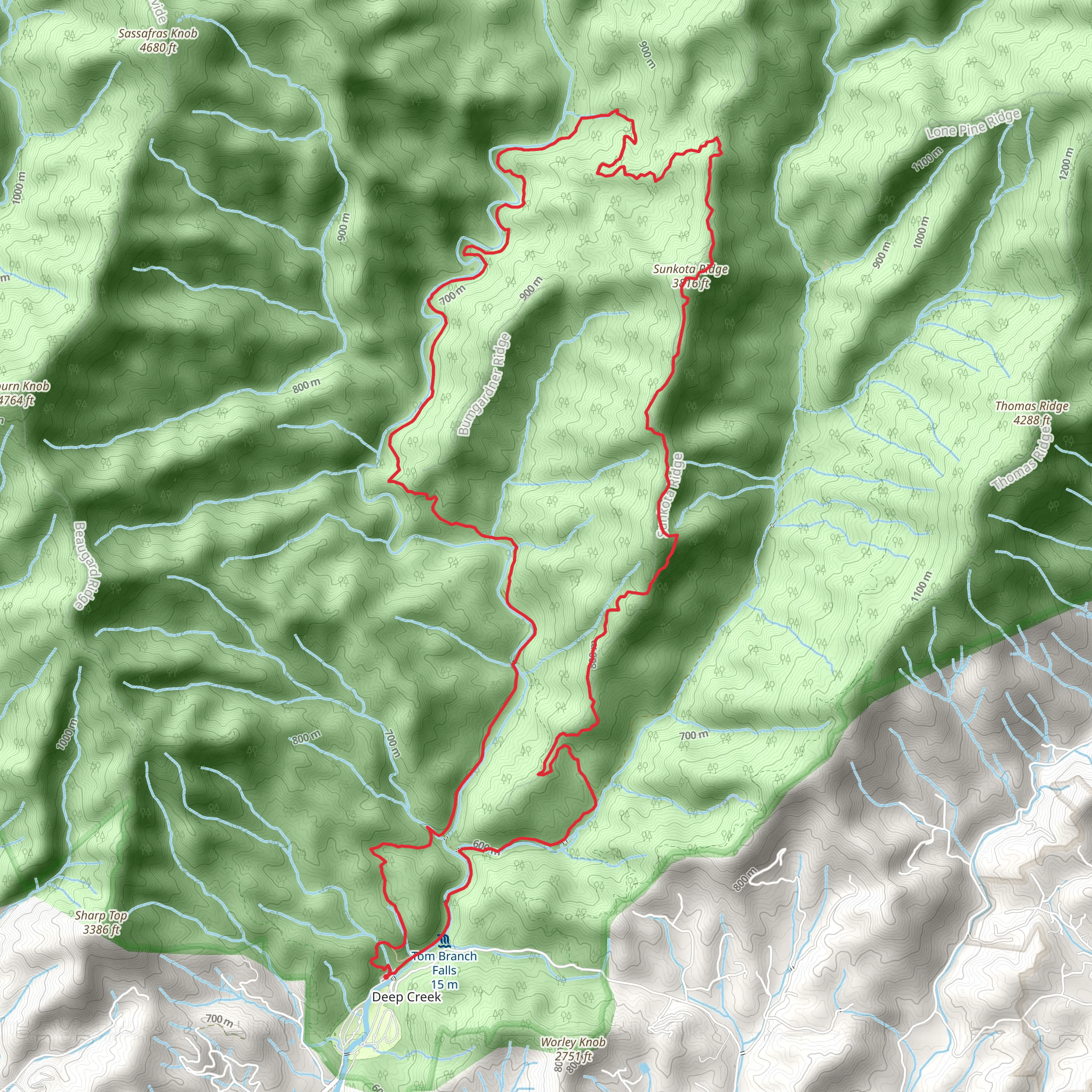 Deep Creek and Sunkota Ridge Loop Trail mobile static map