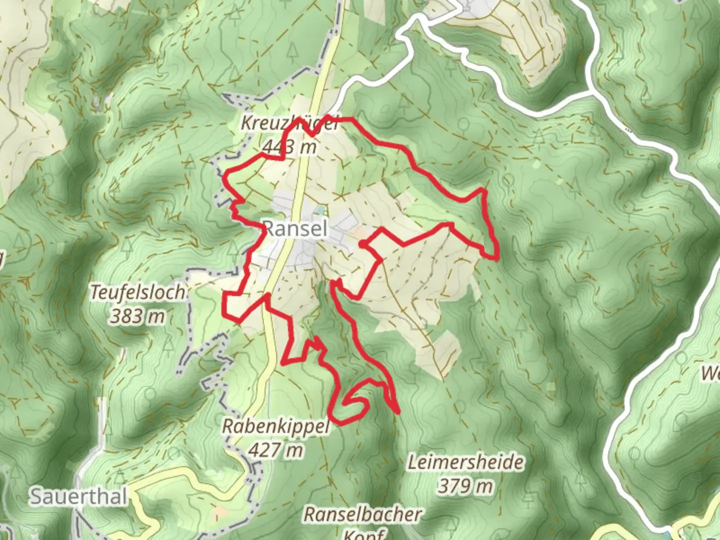 An image depicting the trail Ranseler Hoehenrausch and its surrounding area.
