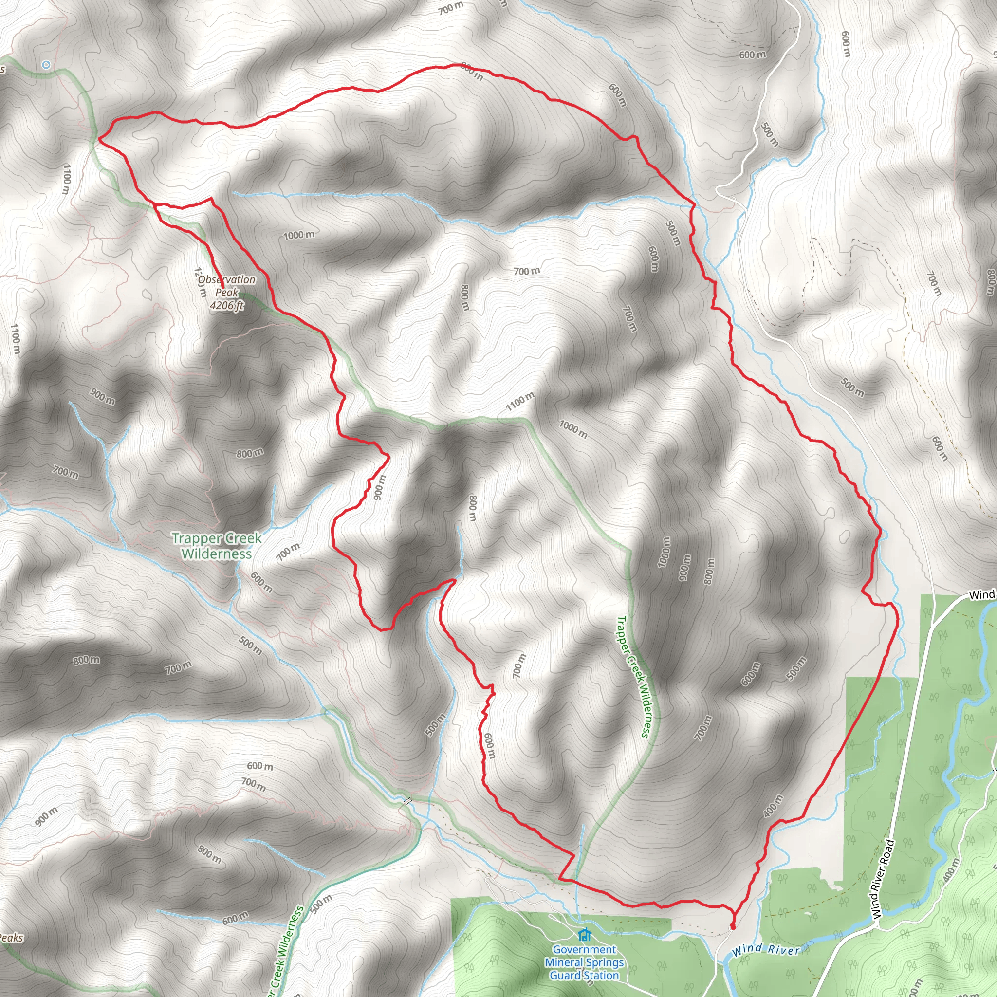 Observation Trail, Big Hollow Trail and Dry Creek Trail mobile static map