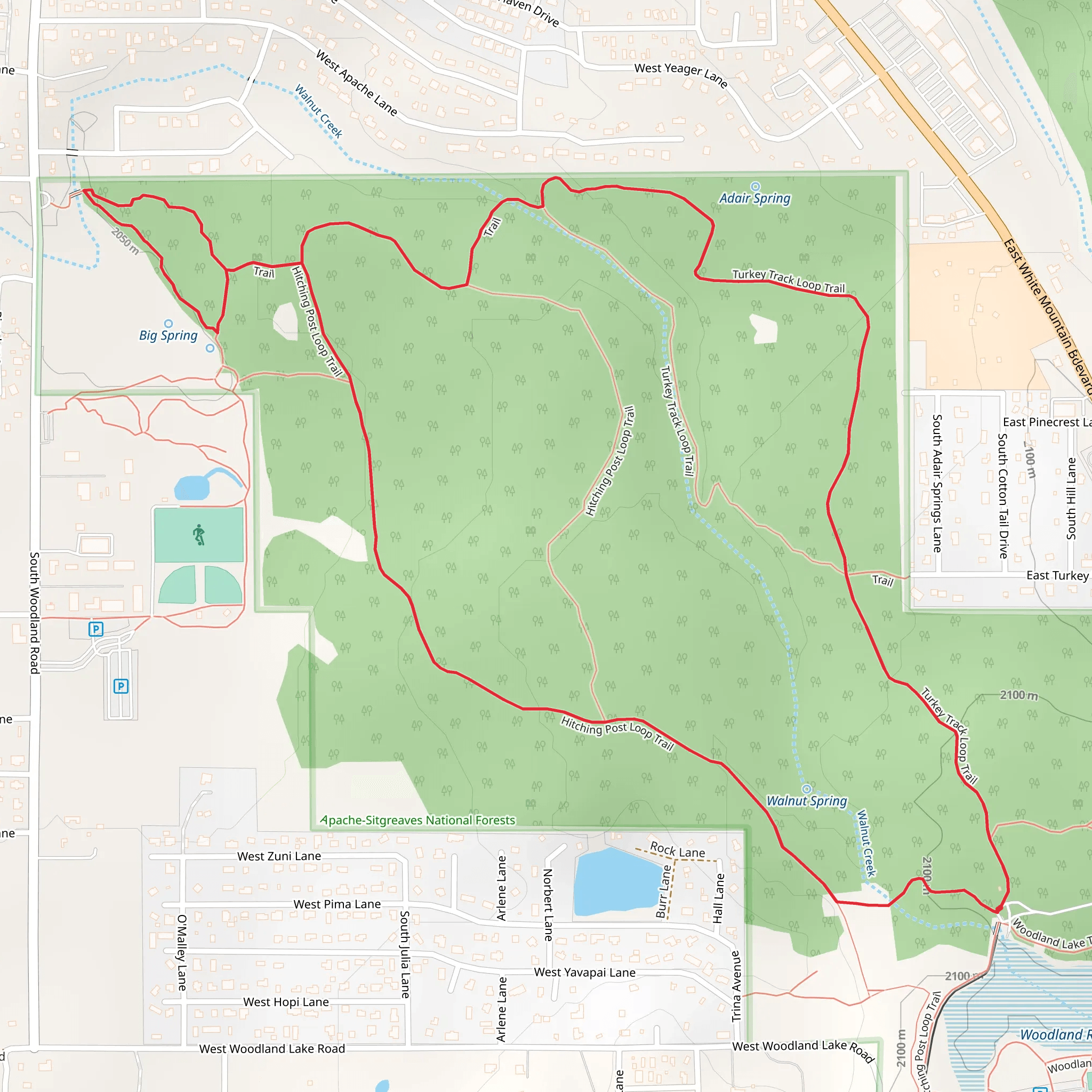 Turkey Track, Bog Springs and Hitching Post Loop Trail mobile static map