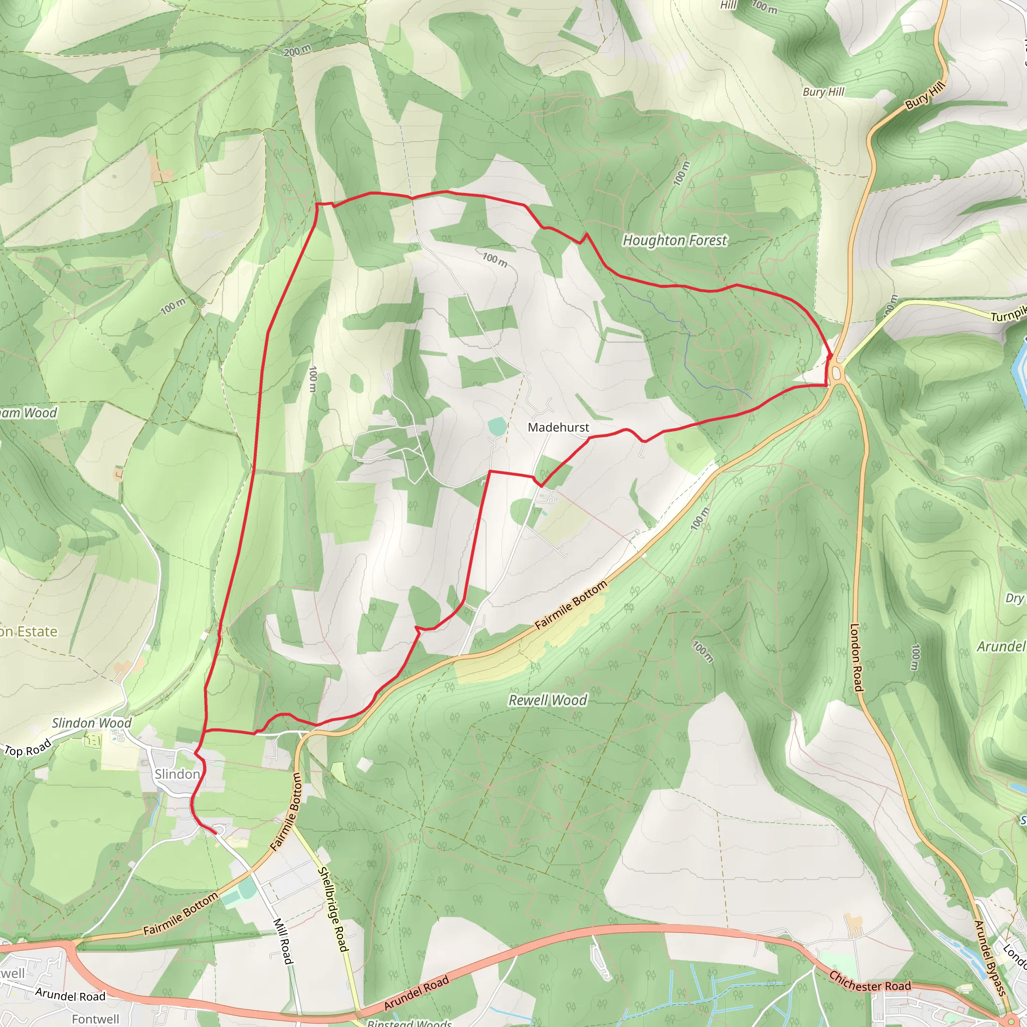 Houghton Wood and Slindon Loop mobile static map