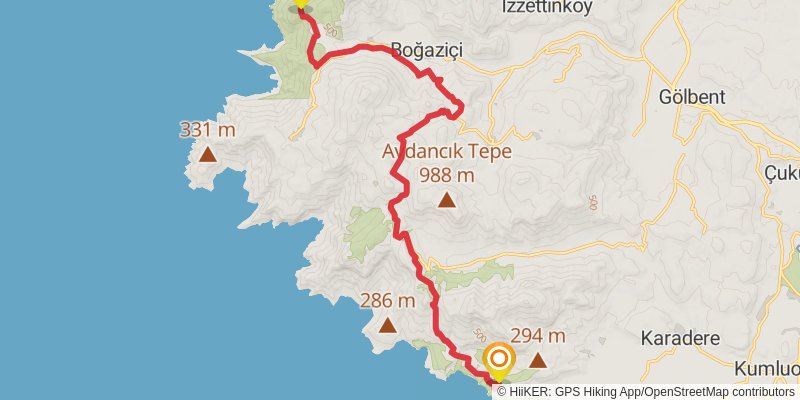 Lycian Way stage 3 Map