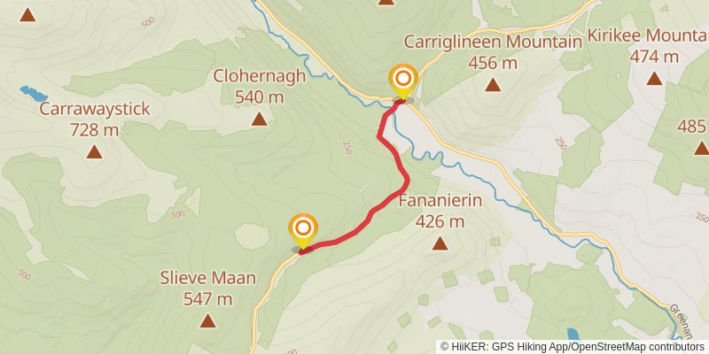 Lugnaquilla and Glenmalure Loop stage 2 Map