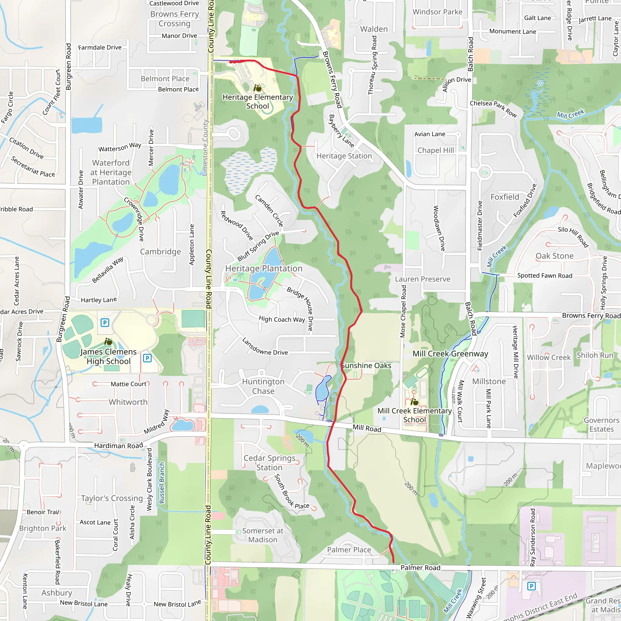 Bradford Creek Greenway from County Line Road mobile static map