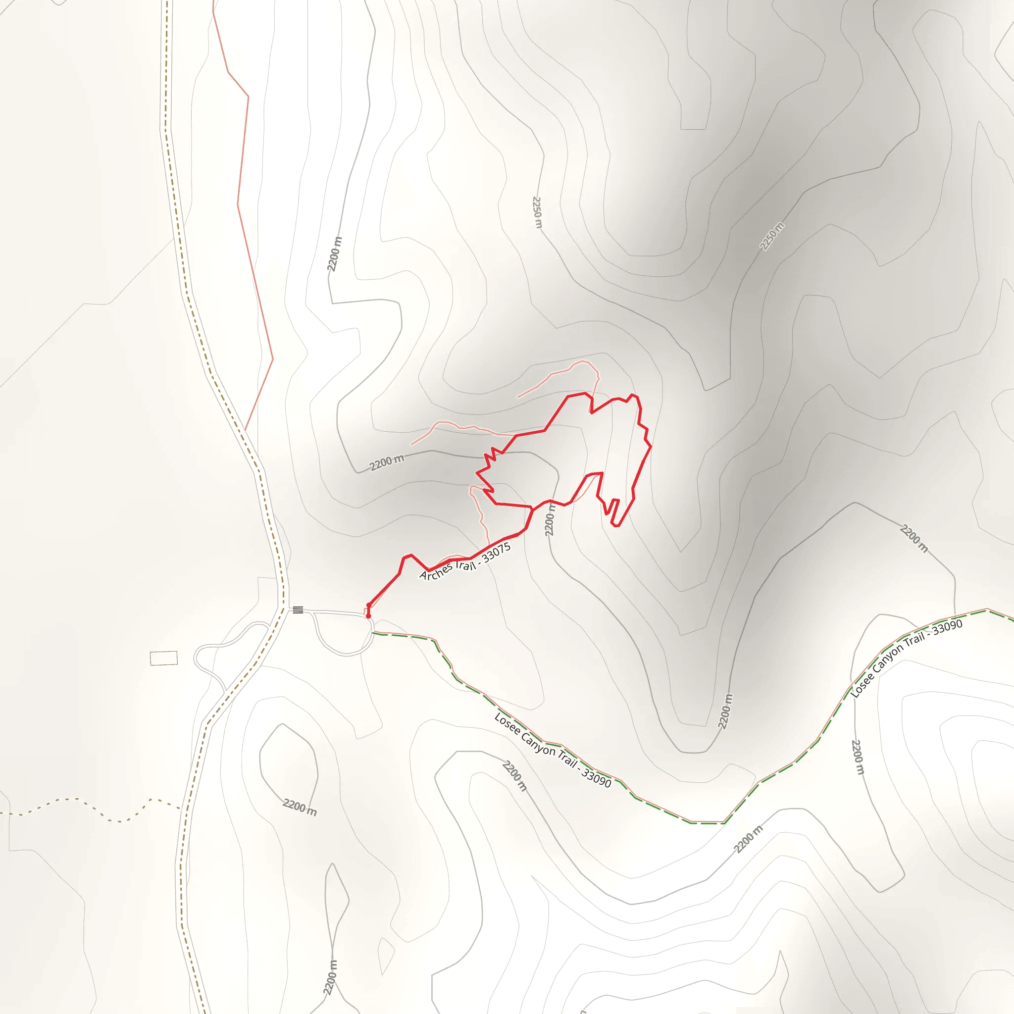 Losee Canyon Arches Loop Trail mobile static map
