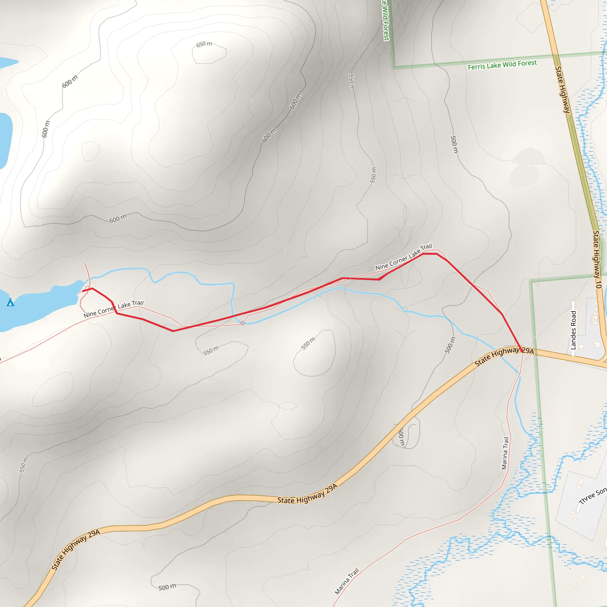 Nine Corner Lake mobile static map