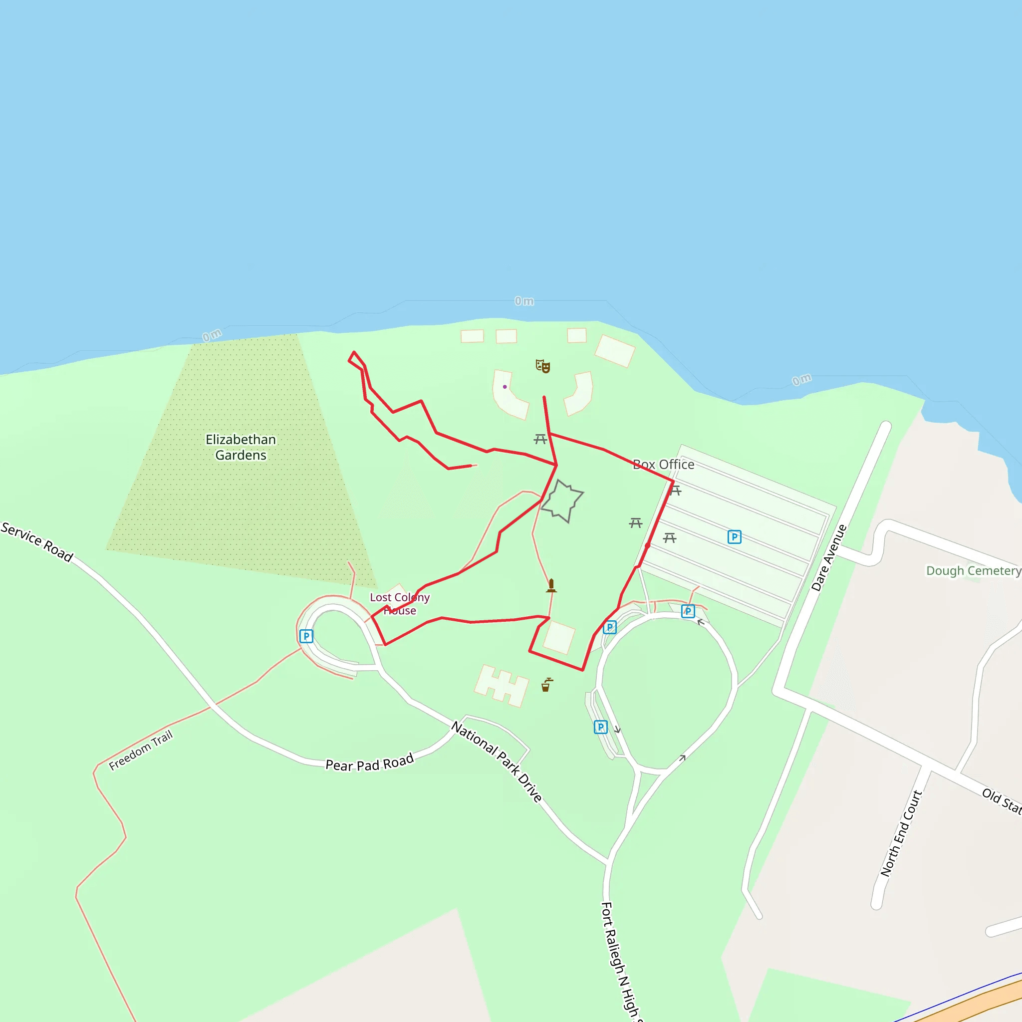 Elizabethan Gardens Loop mobile static map