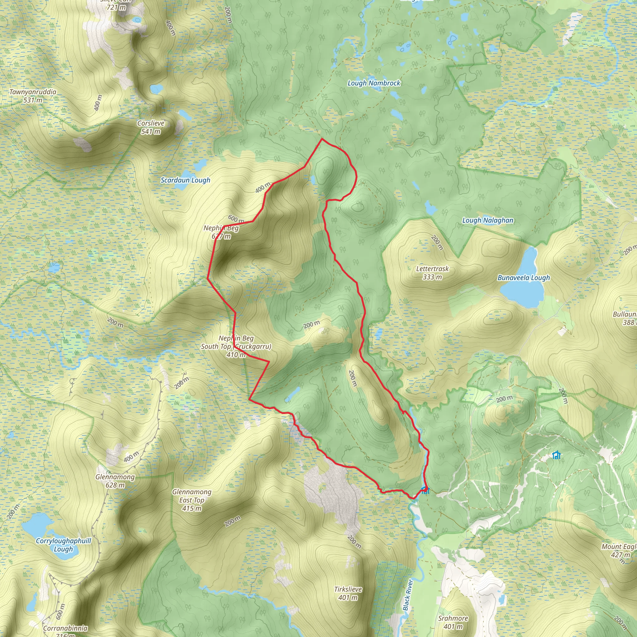 Ireland 7 summits - Nephin Beg Range - Intermediate mobile static map