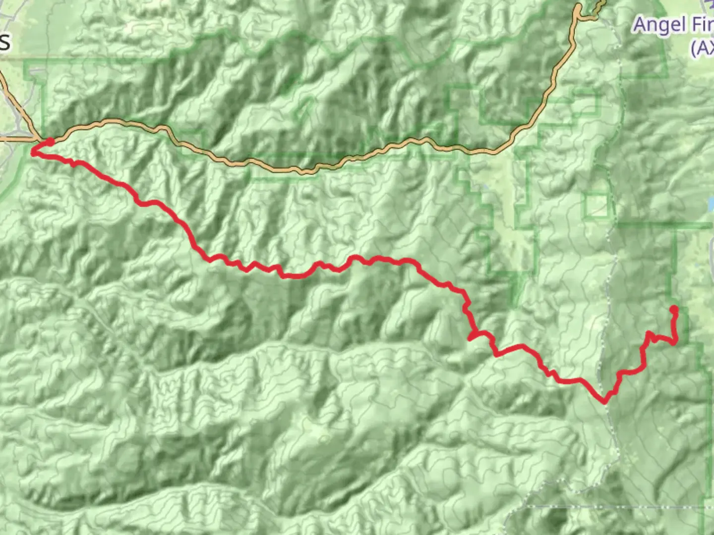 An image depicting the trail South Boundary Trail to Taos and its surrounding area.