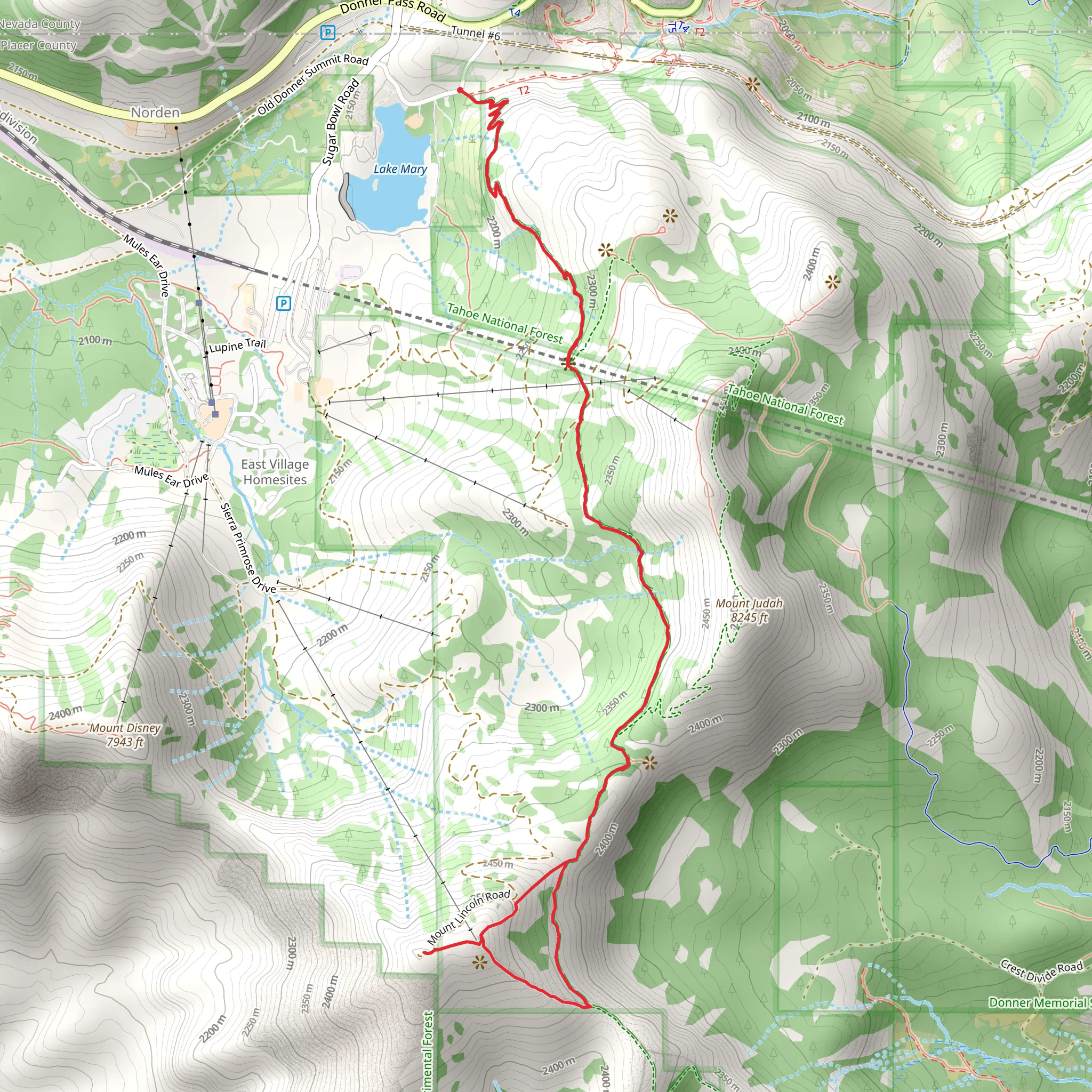 Mount Lincoln via PCT mobile static map
