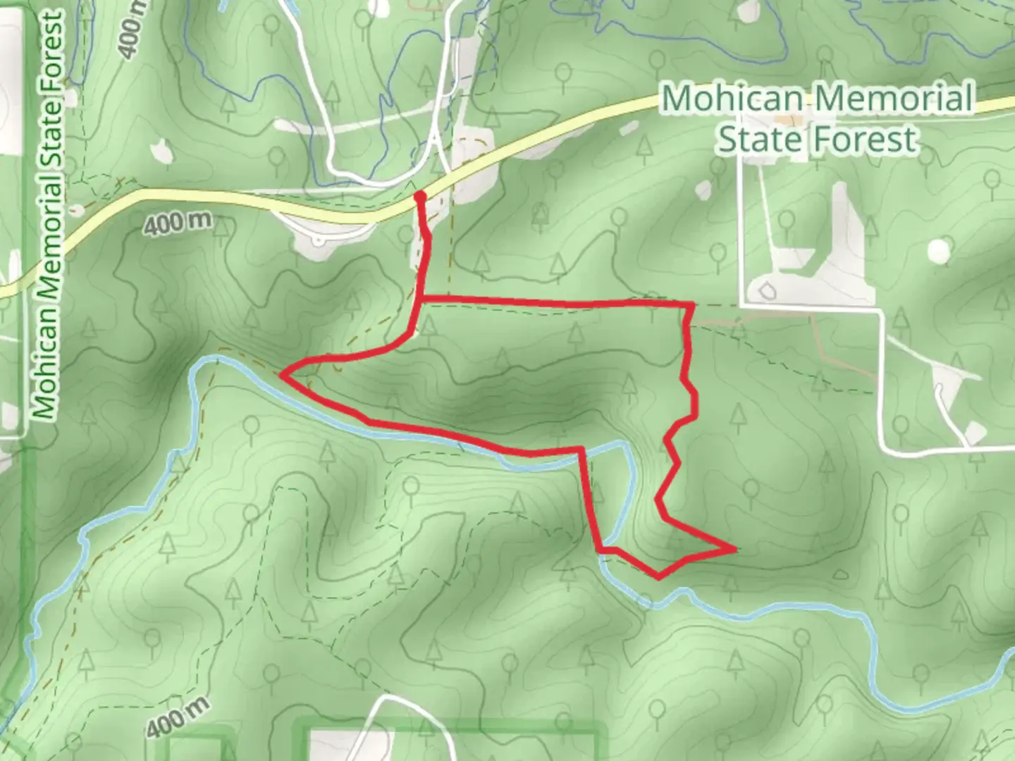 An image depicting the trail Loop around Pine Run and its surrounding area.