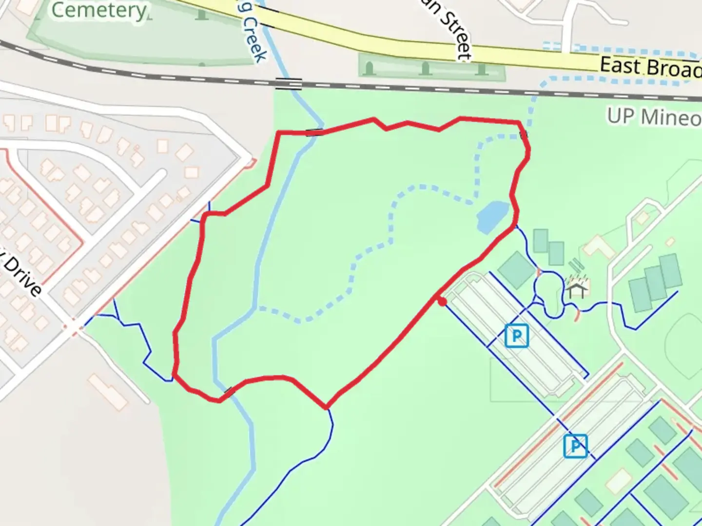 An image depicting the trail Mustang Creek Loop and its surrounding area.