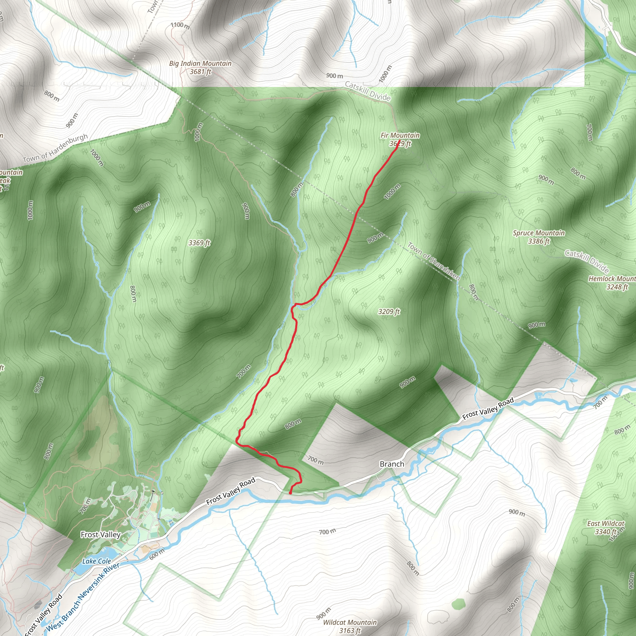 Fir Mountain via Pine Hill - West Branch Trail Out and Back mobile static map