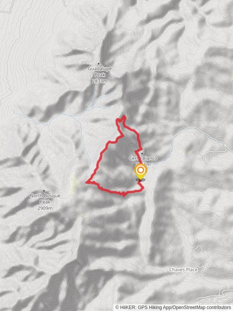 An image depicting the trail Bosque, Manzano Crest and Cerro Blanco Loop Trail and its surrounding area.