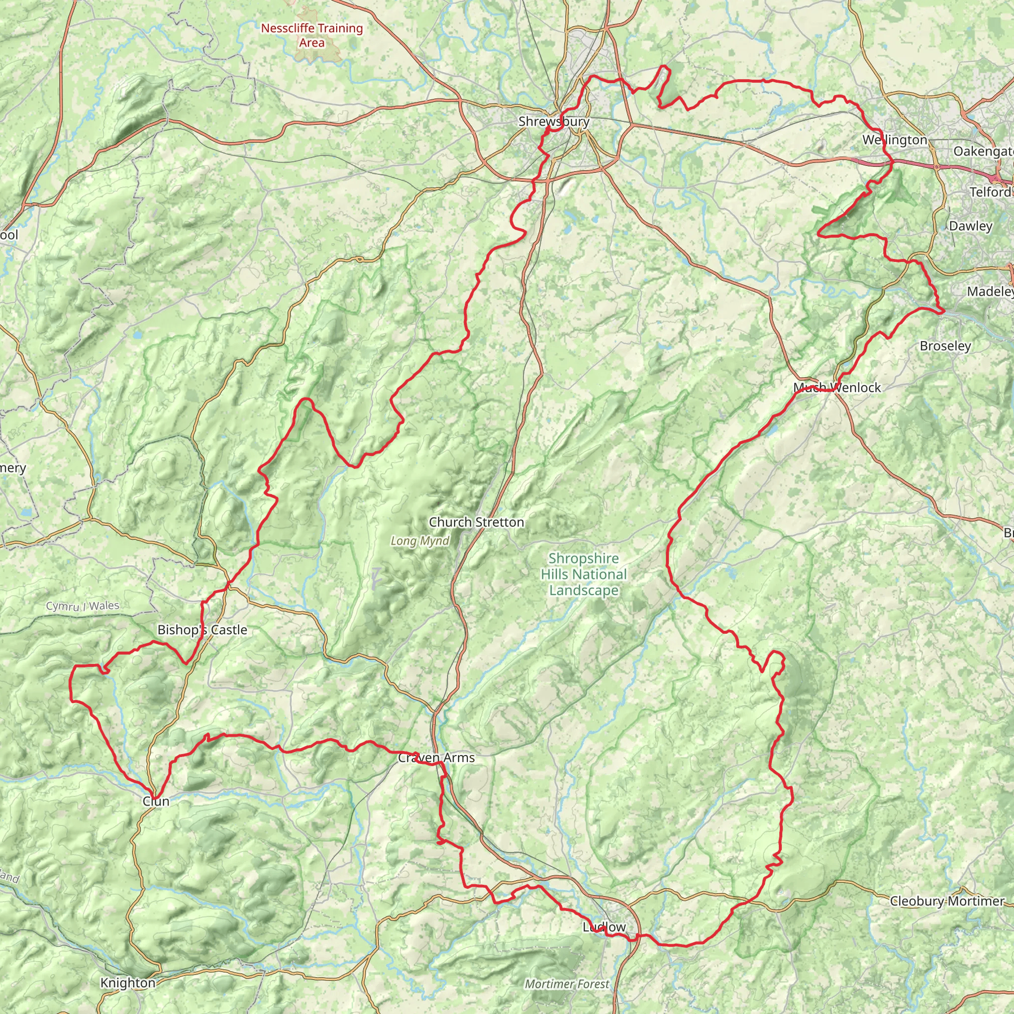 Shropshire Way - South Loop mobile static map
