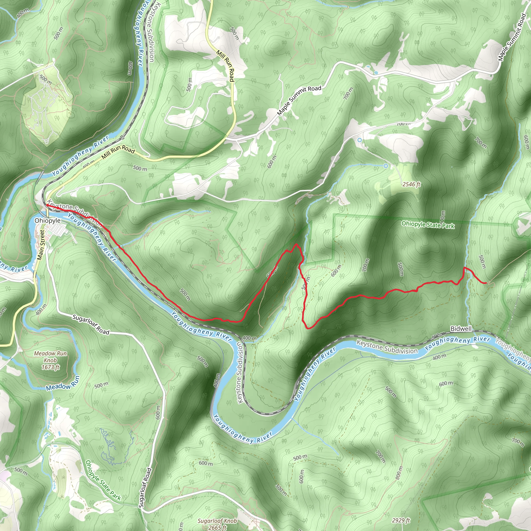 Laurel Highlands Trail via Youghiogheny River - Ohiopyle mobile static map