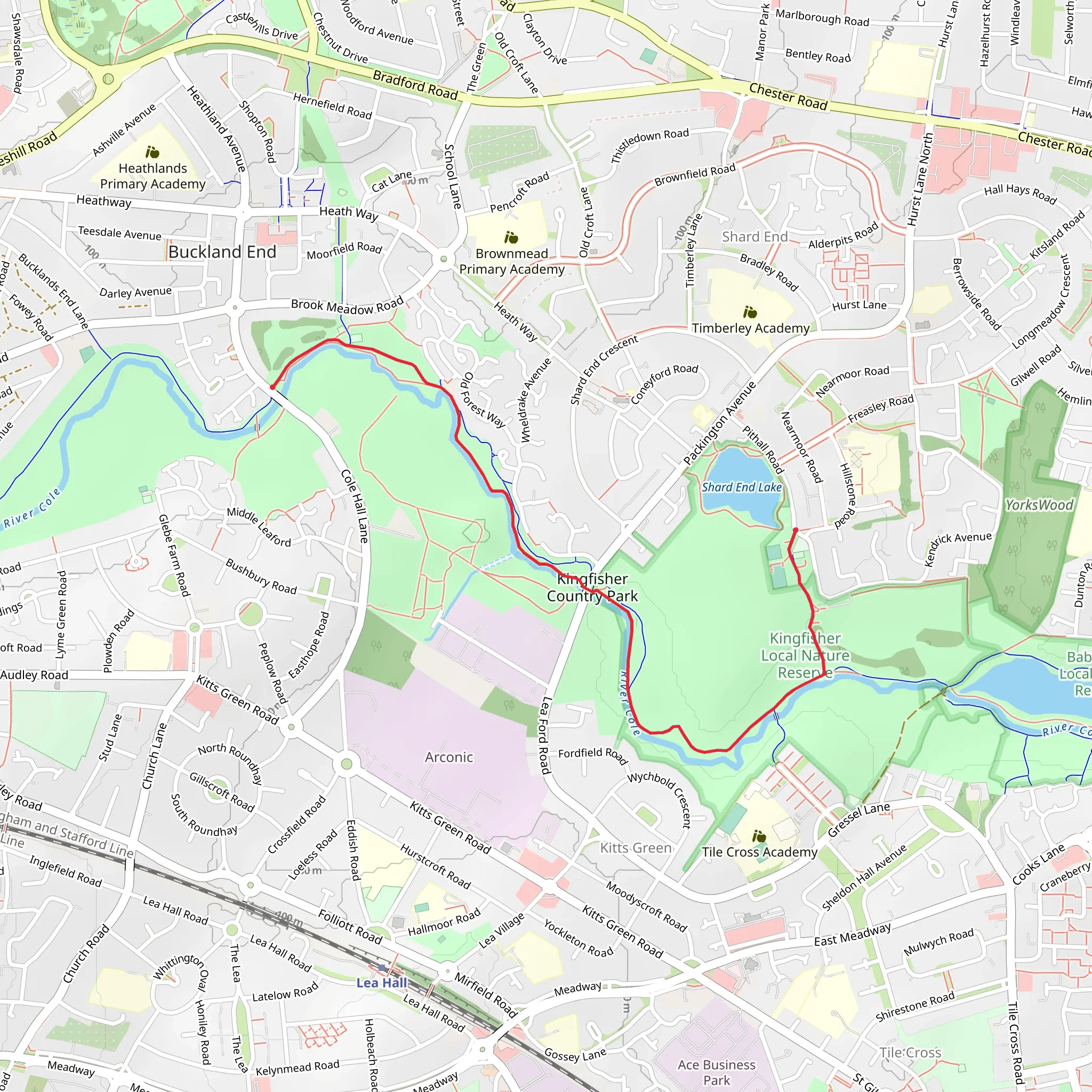 Kingfisher Country Park Walk mobile static map