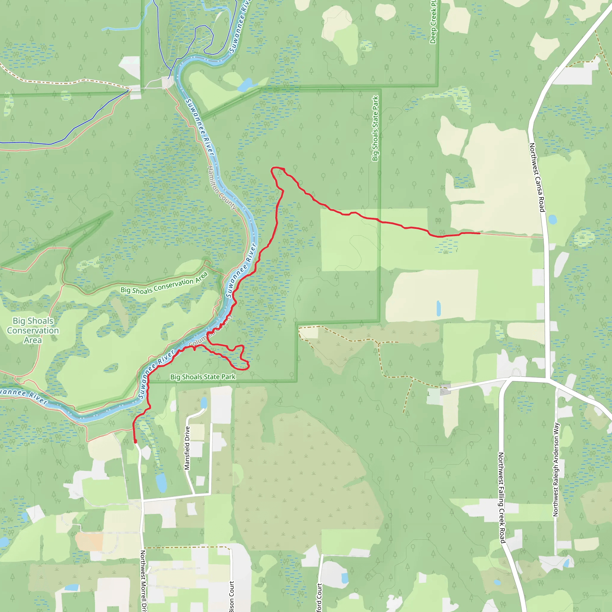 Bell Springs to Big Shoals mobile static map
