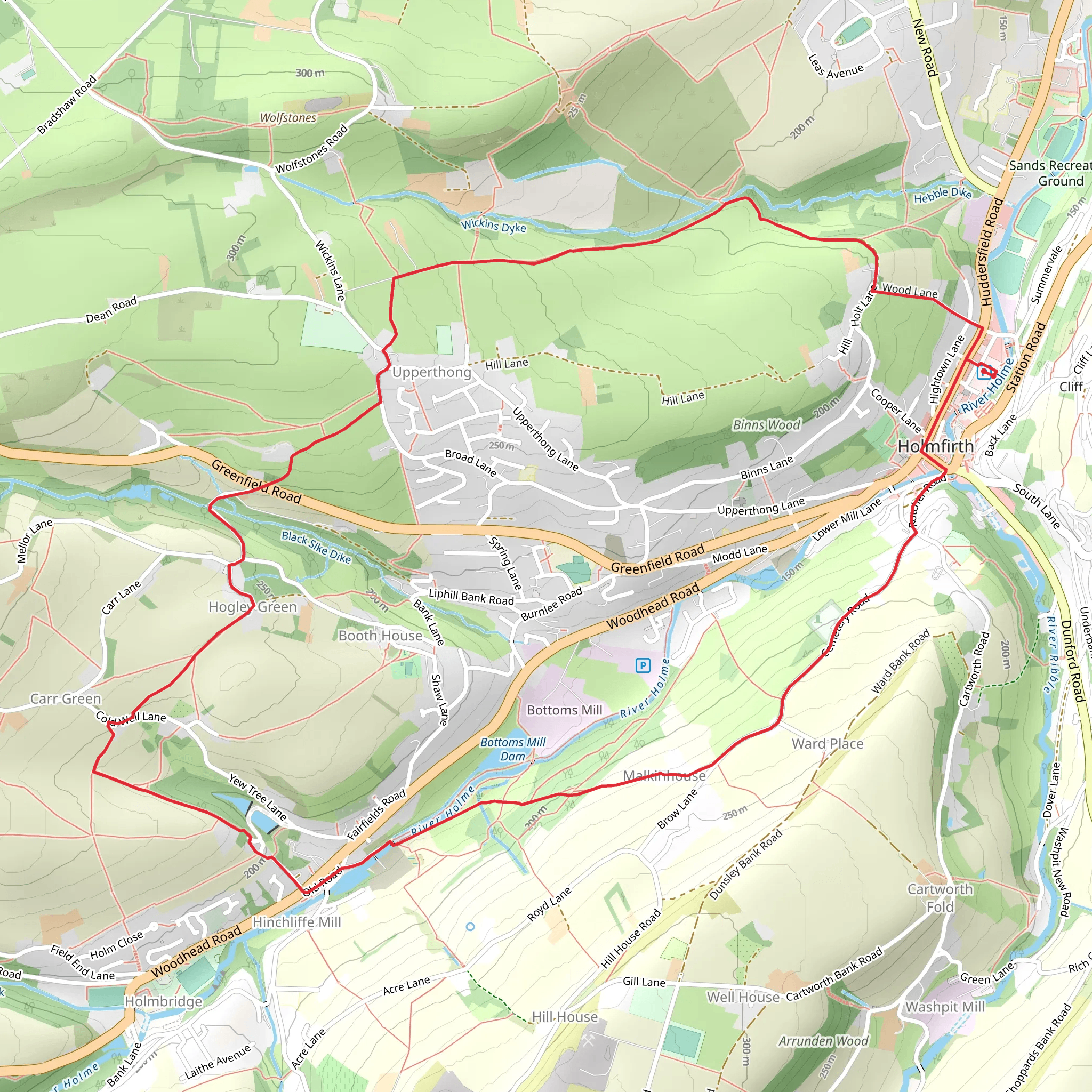 Holme Valley Loop from Holmfirth mobile static map