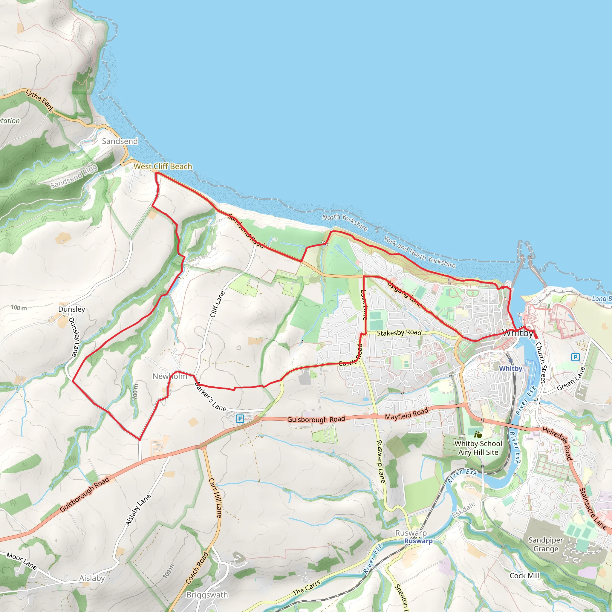 Burnett's Wood and Newholm Cum Dunsley Country Park Loop mobile static map