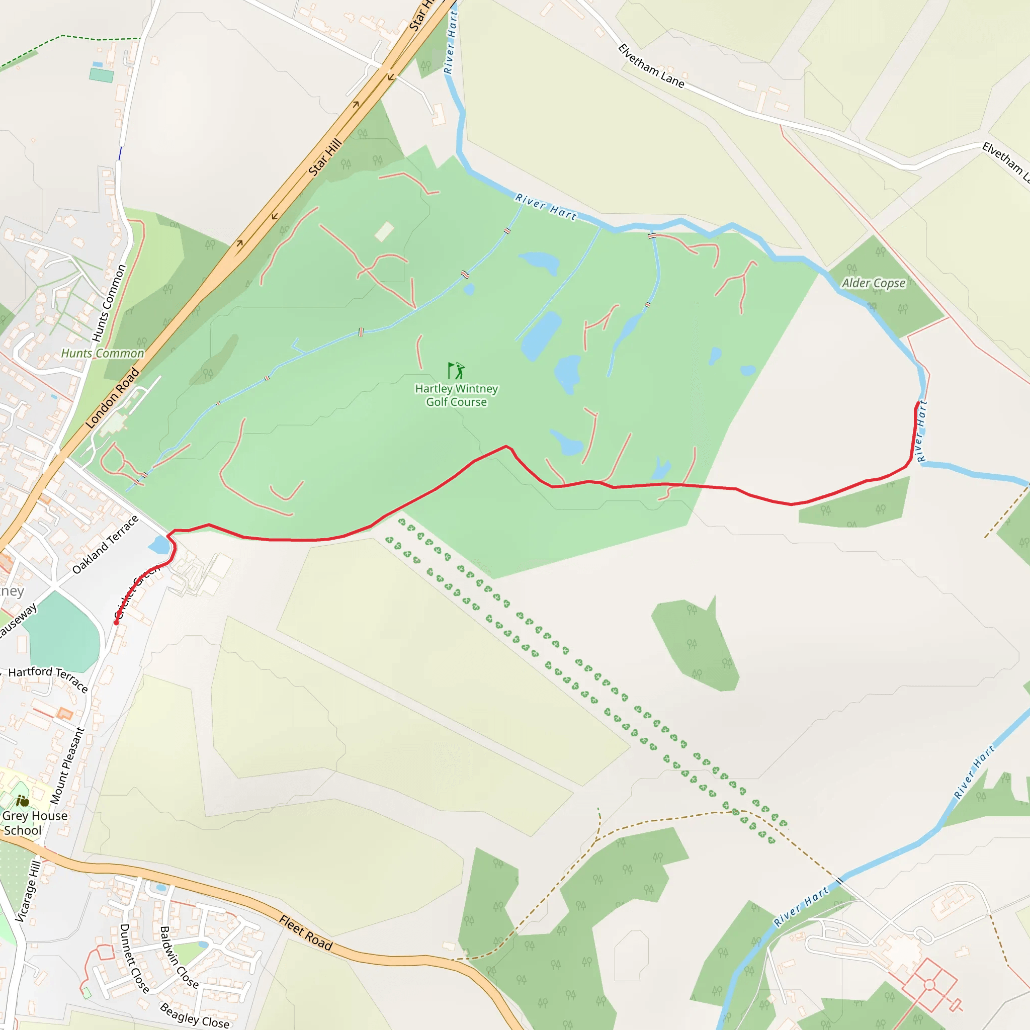 Hartley Wintney Golf Course Walk mobile static map