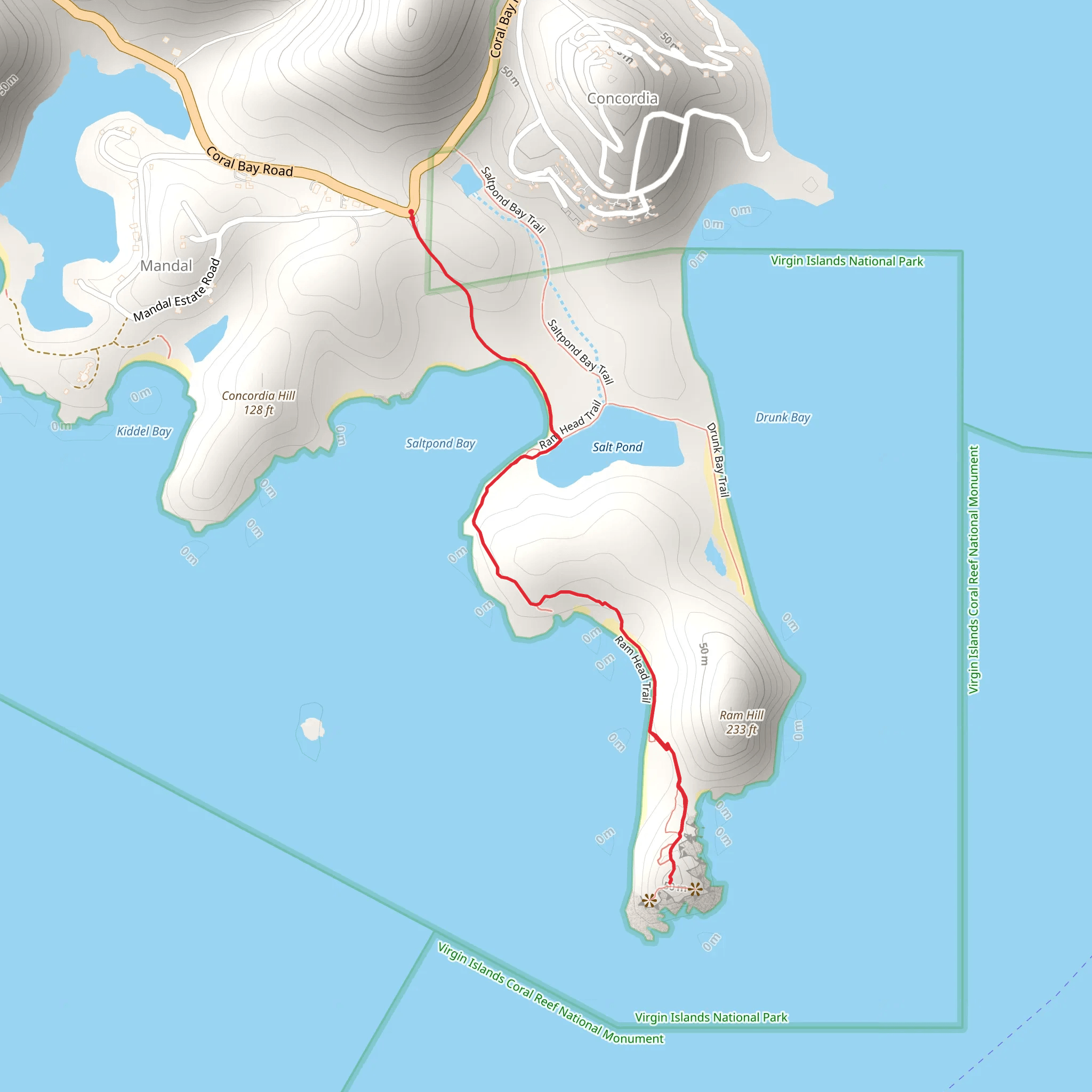 Ram Head Trail mobile static map