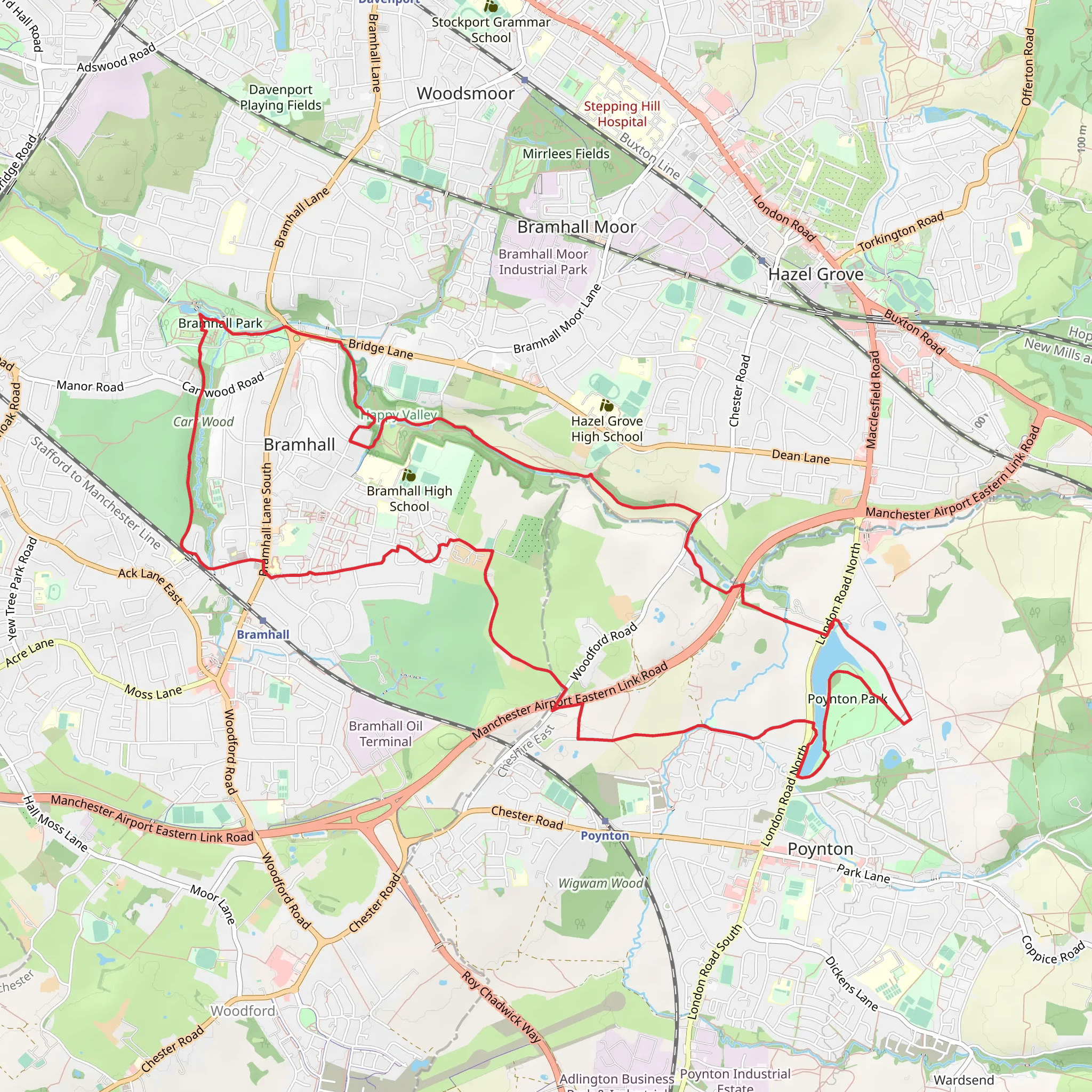 Bramhall Circular Walk mobile static map