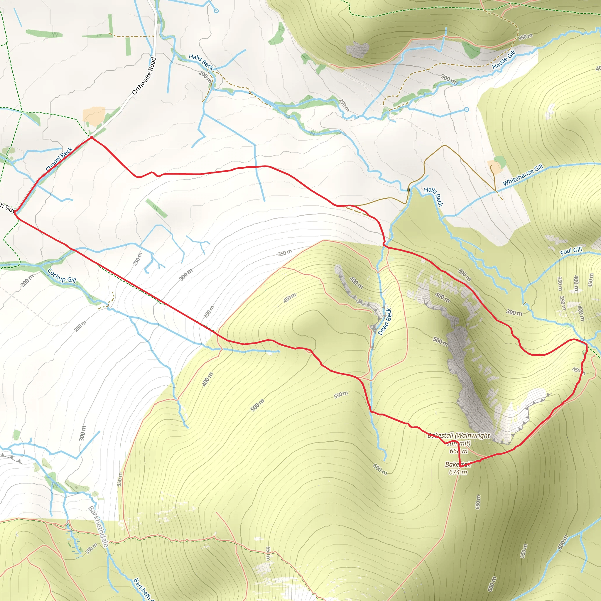 Bakestall and Tanter Hill Loop via Cumbria Way mobile static map
