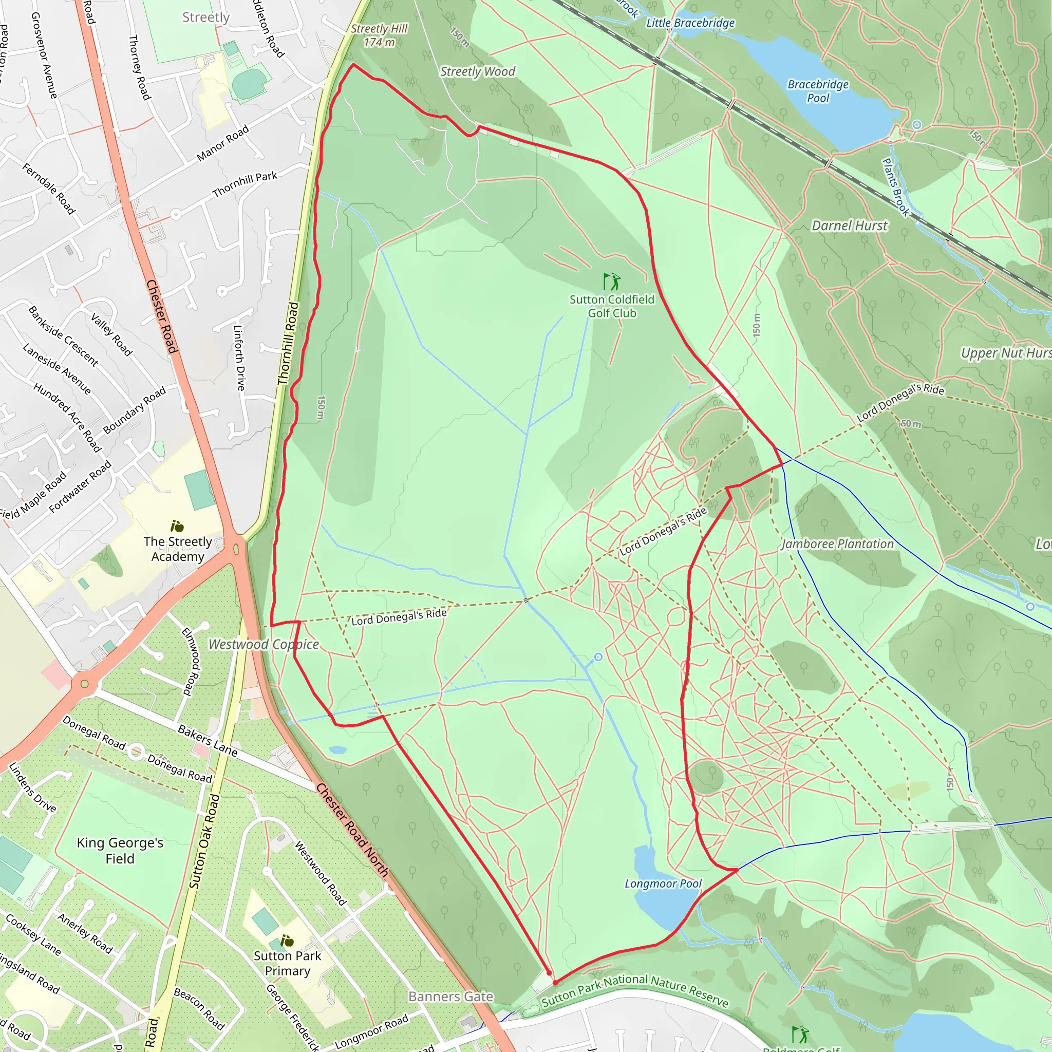 Sutton Park Western Loop mobile static map