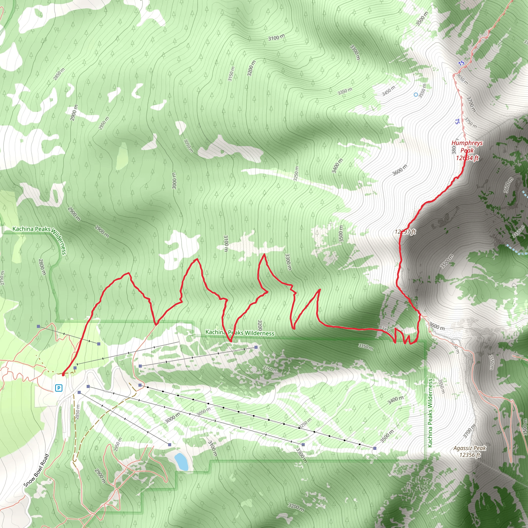 Humphreys Peak Trail mobile static map