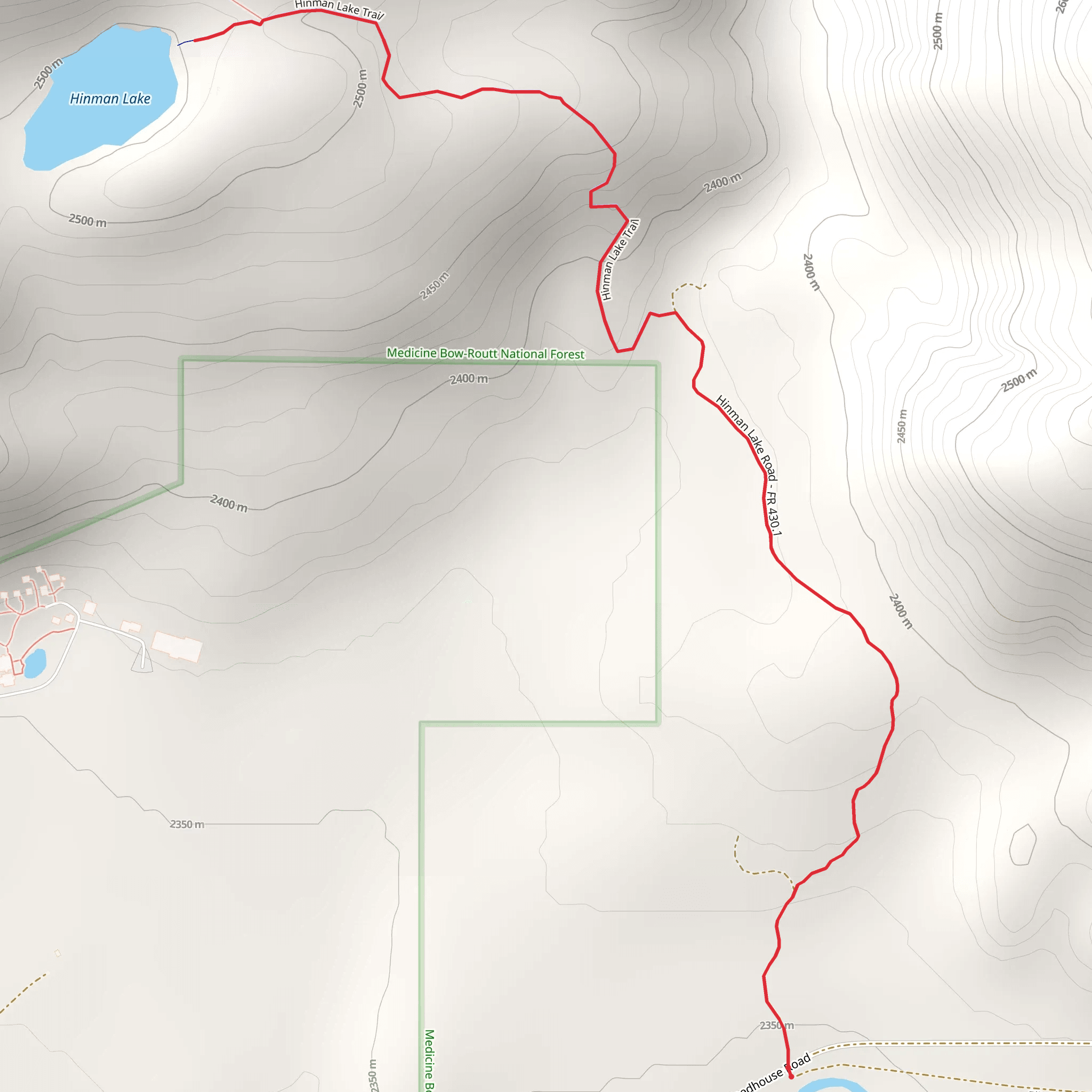 Hinman Lake Out and Back mobile static map