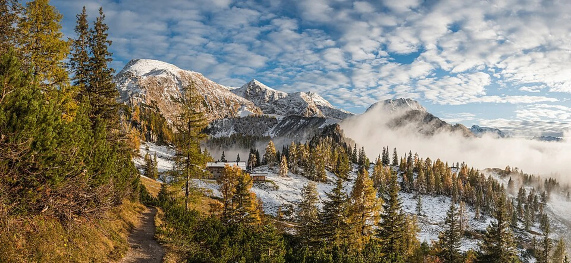 An image depicting the trail Krautkaseralm, Schneibsteinhaus and Wasserfallalm Loop via Königsweg and its surrounding area.