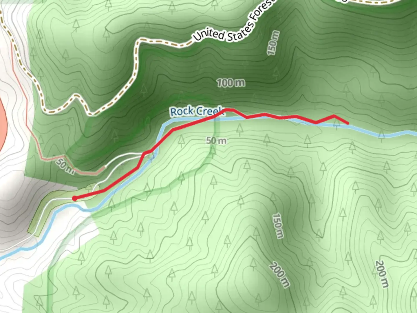 An image depicting the trail Rock Creek and its surrounding area.