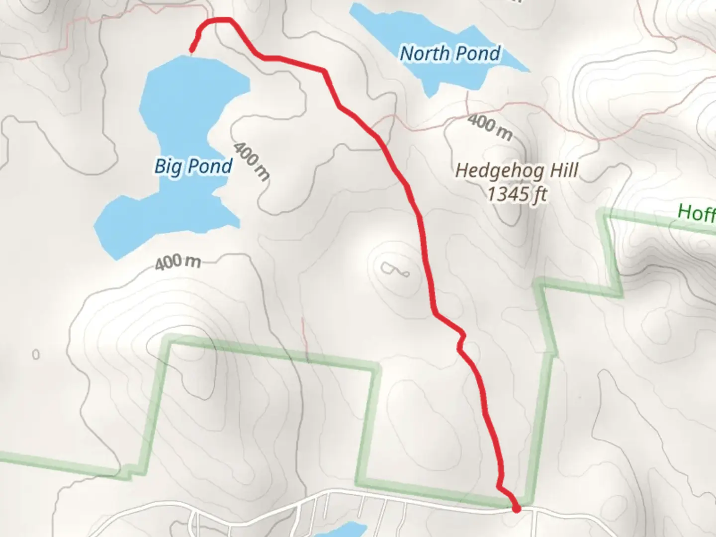 An image depicting the trail Big Pond Trail via Hoffman Road and its surrounding area.