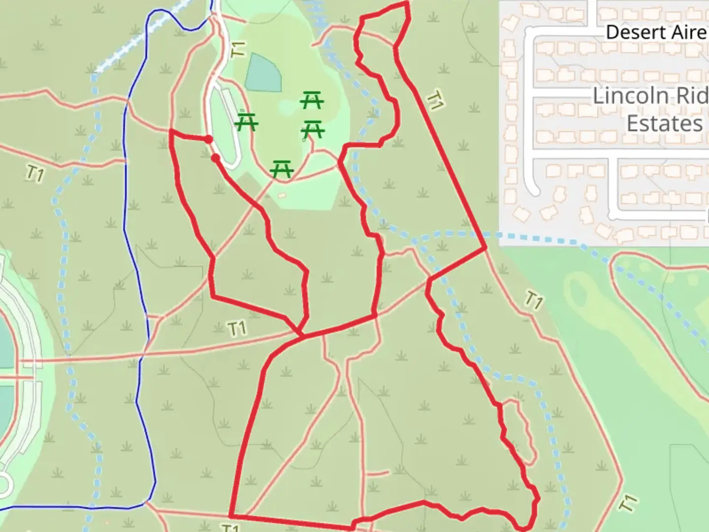 An image depicting the trail Atterbury Wash Loop and its surrounding area.