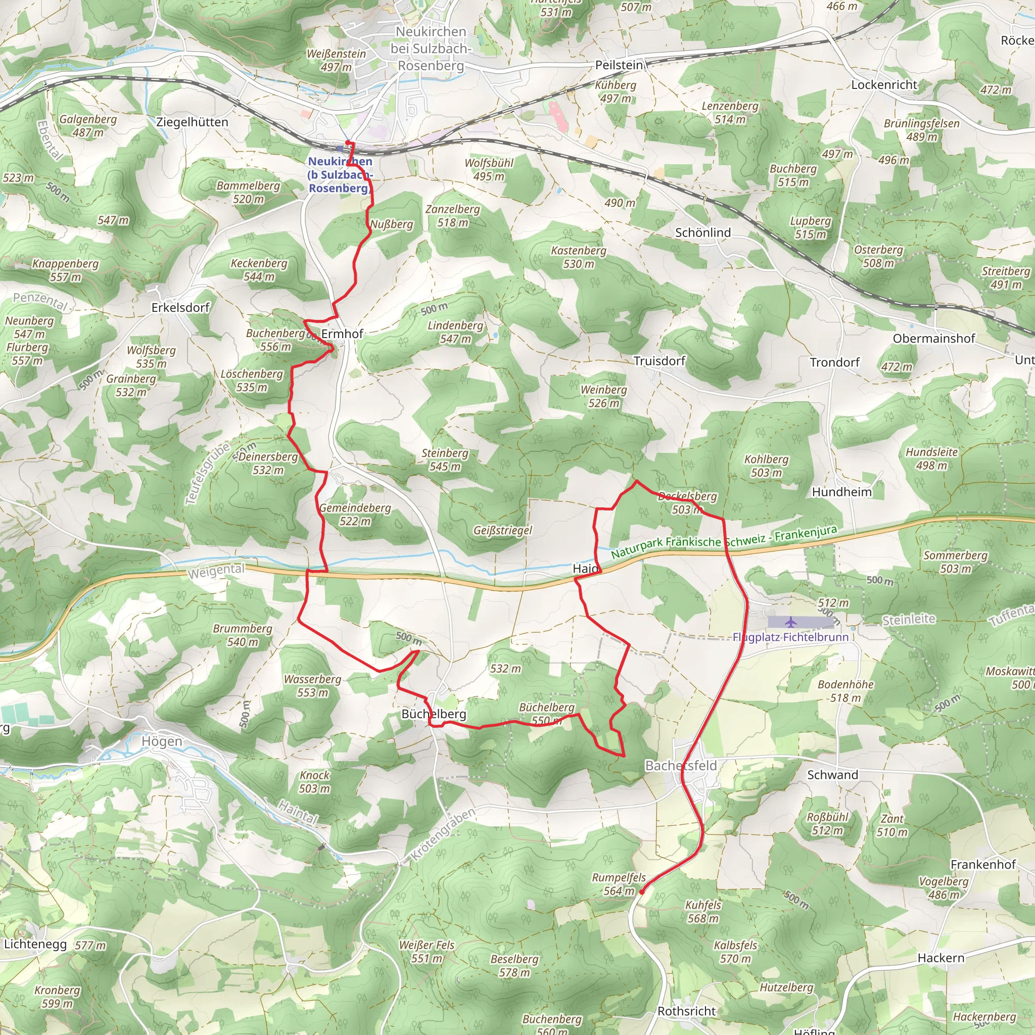 Neukirchen to Rumpelfels via Gelbring mobile static map