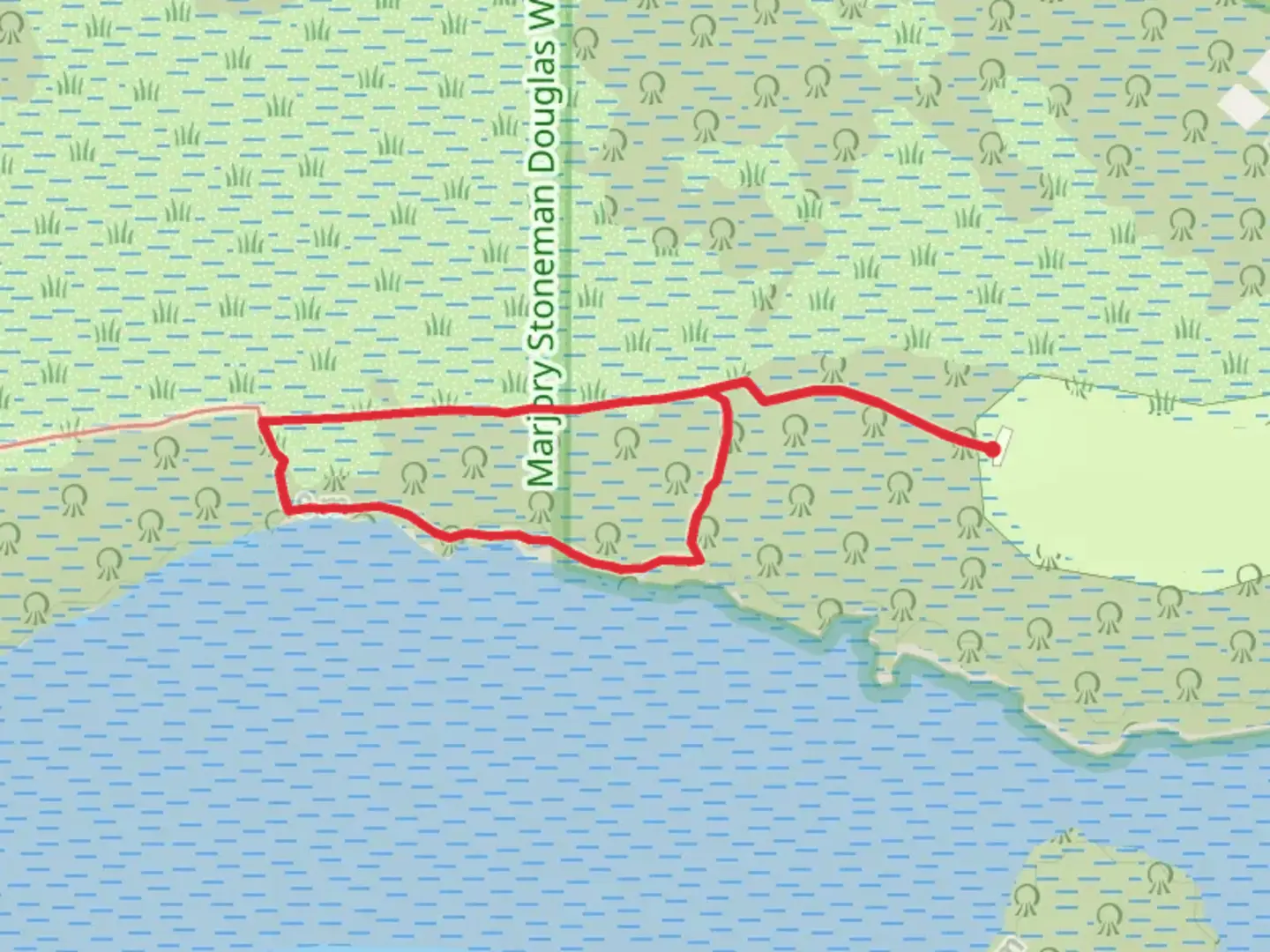 An image depicting the trail Bayshore Loop Trail and Coastal Prairie Trail and its surrounding area.