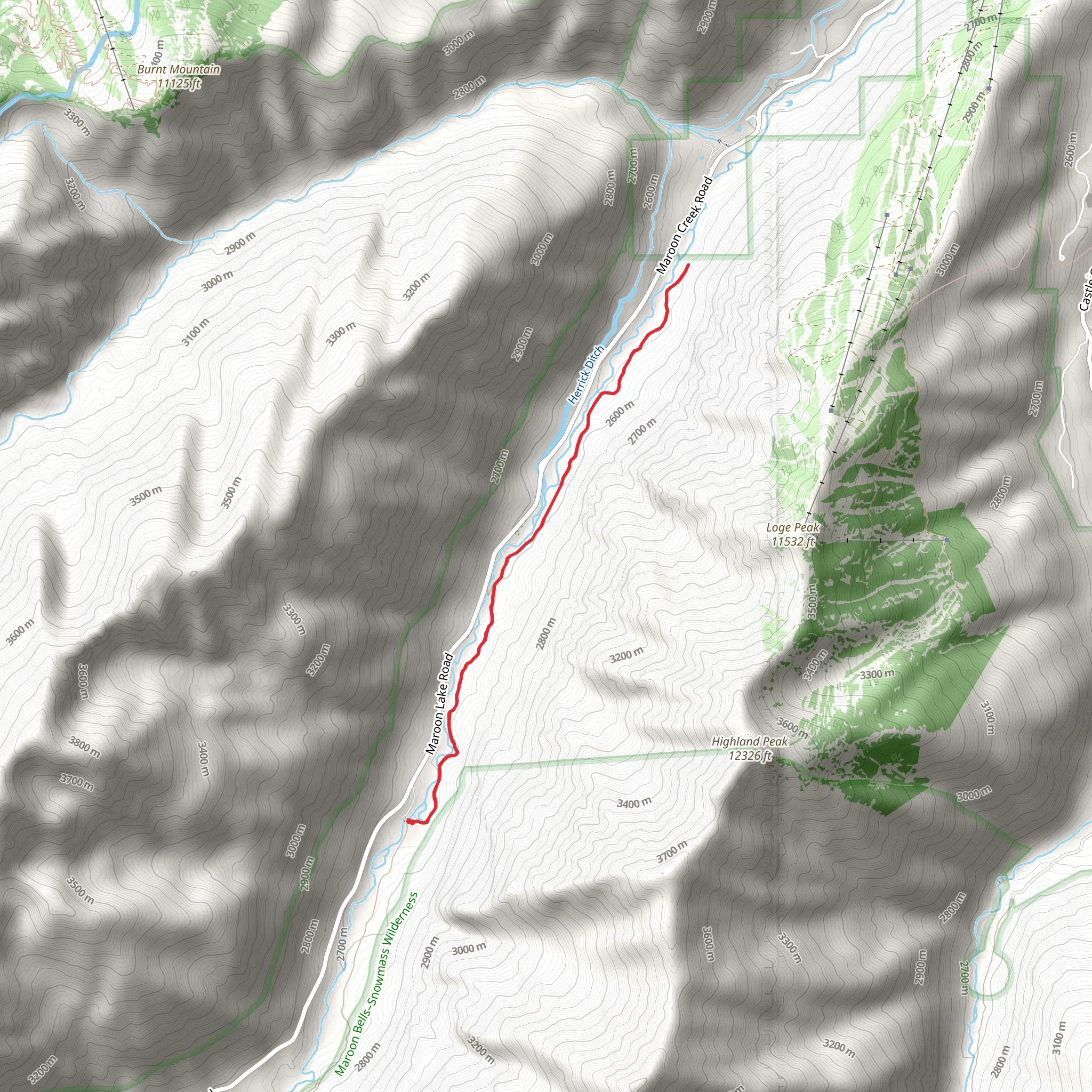 Lower Maroon Creek Trail mobile static map
