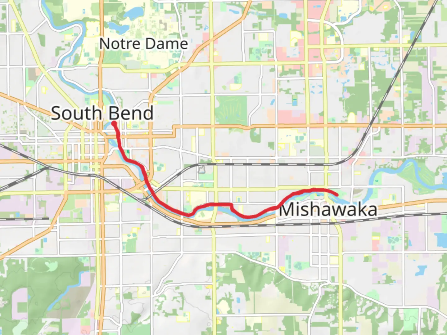 An image depicting the trail Riverwalk - Northside Trail and its surrounding area.