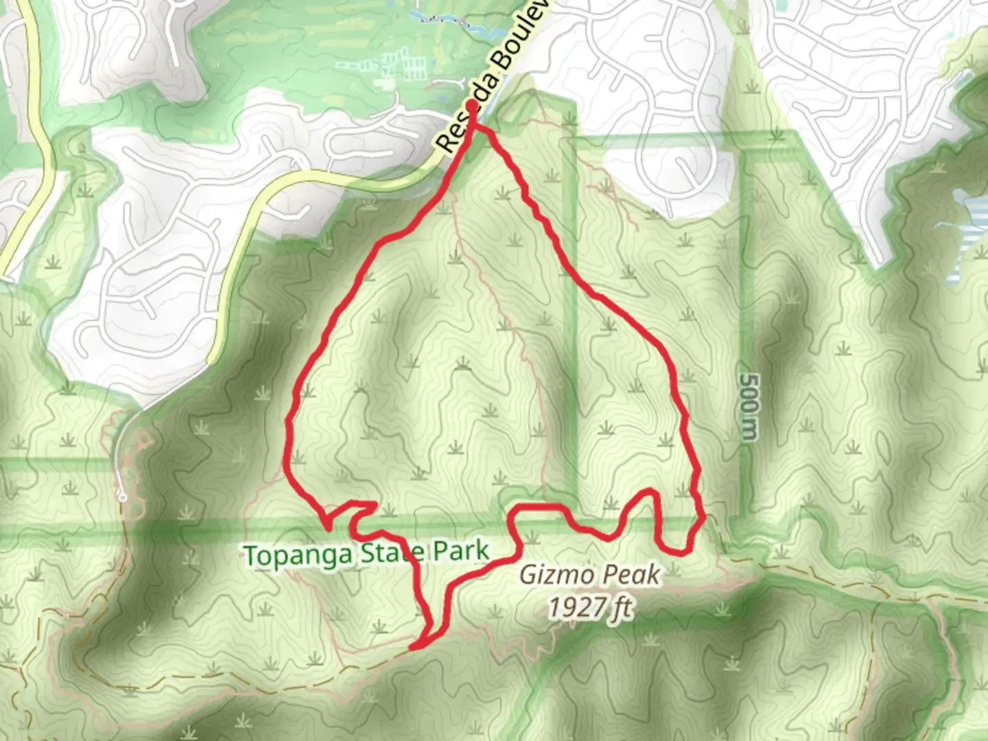 An image depicting the trail Lower Hectic - Caballero Canyon Loop Trail and its surrounding area.